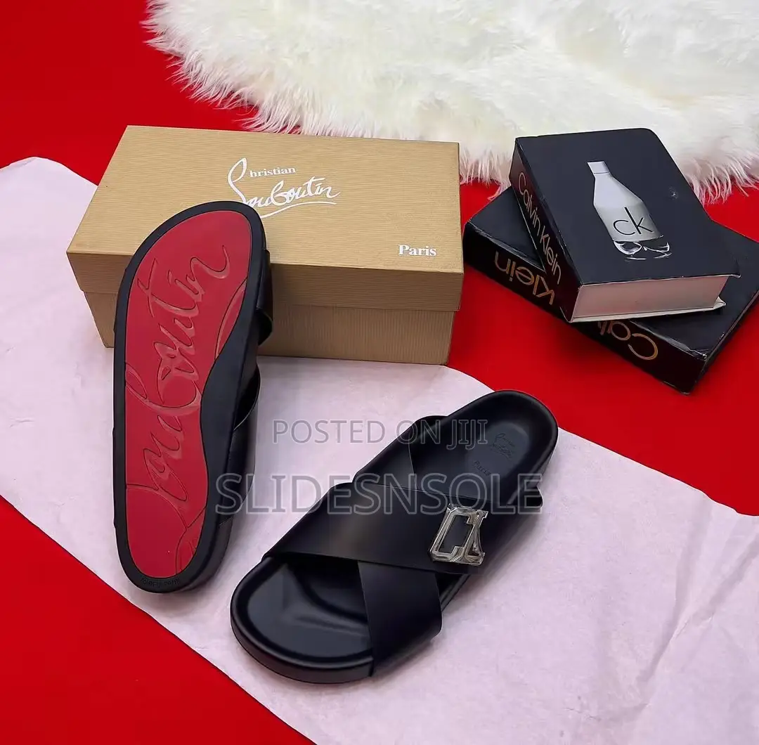 Noir Cross Buckle Slides