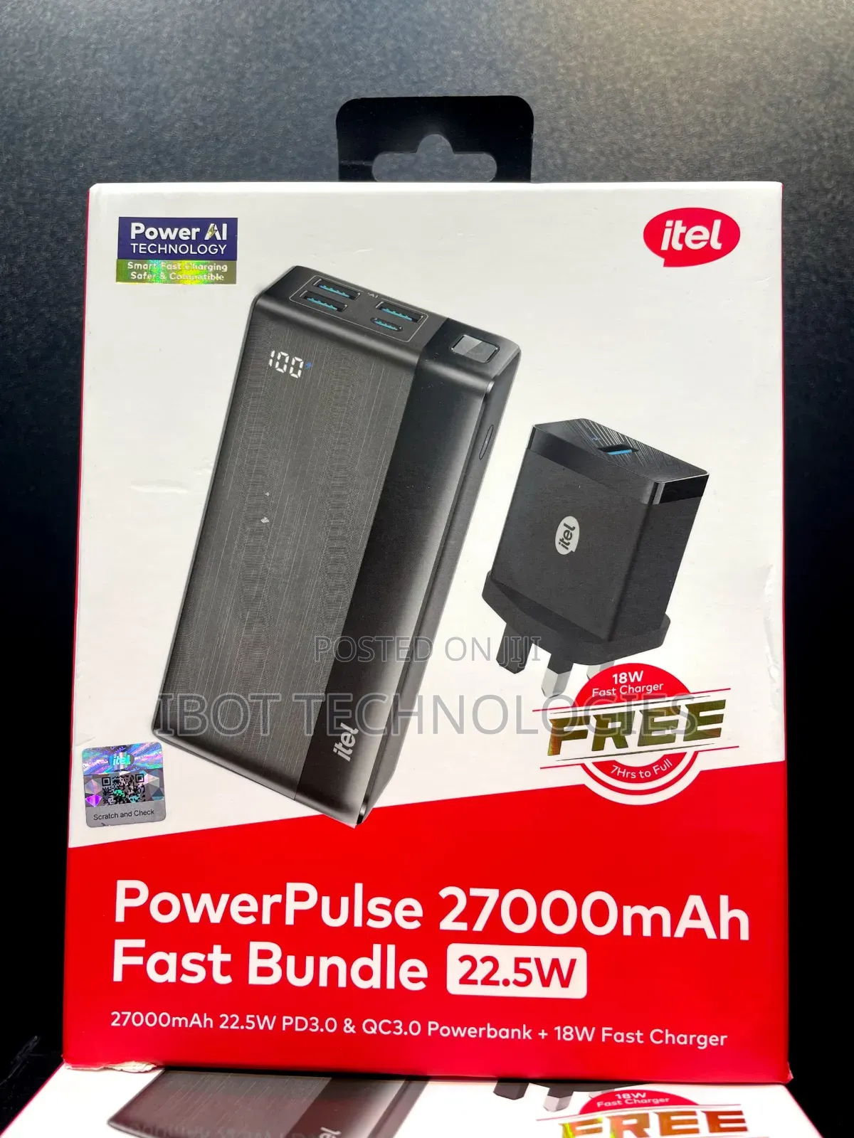 Itel 27000mah With Free 18watts Charger