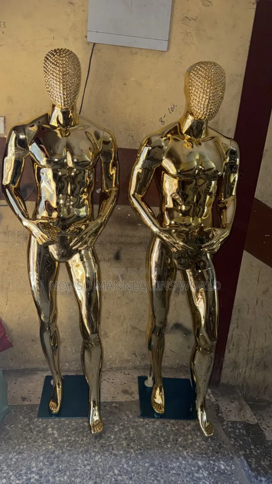Stone Face Gold Male Chrome Mannequin