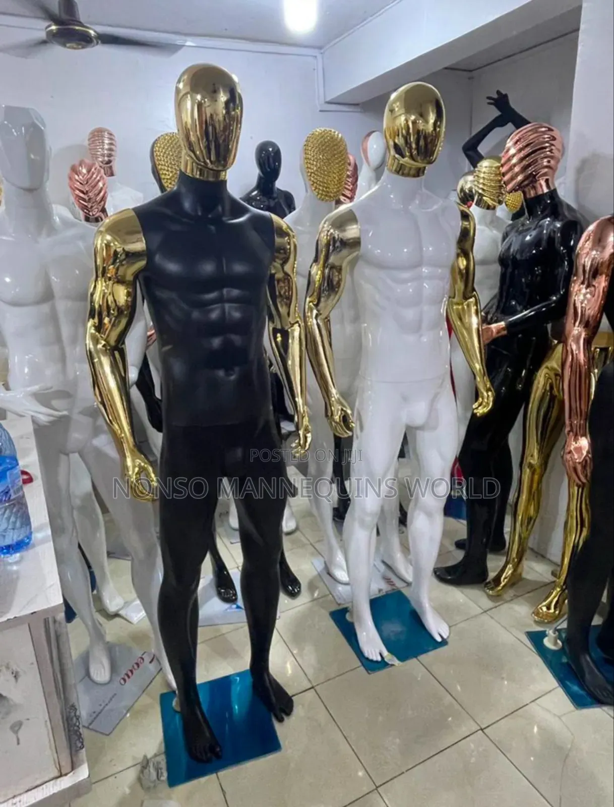 High Quality Huge Male White and Black Gold Mannequins