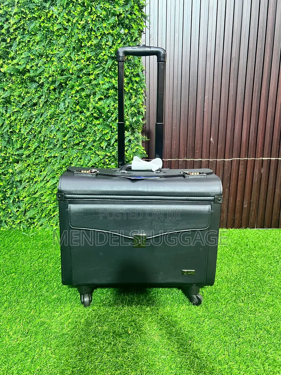 Title: Executive Leather Pilot Case With Wheels