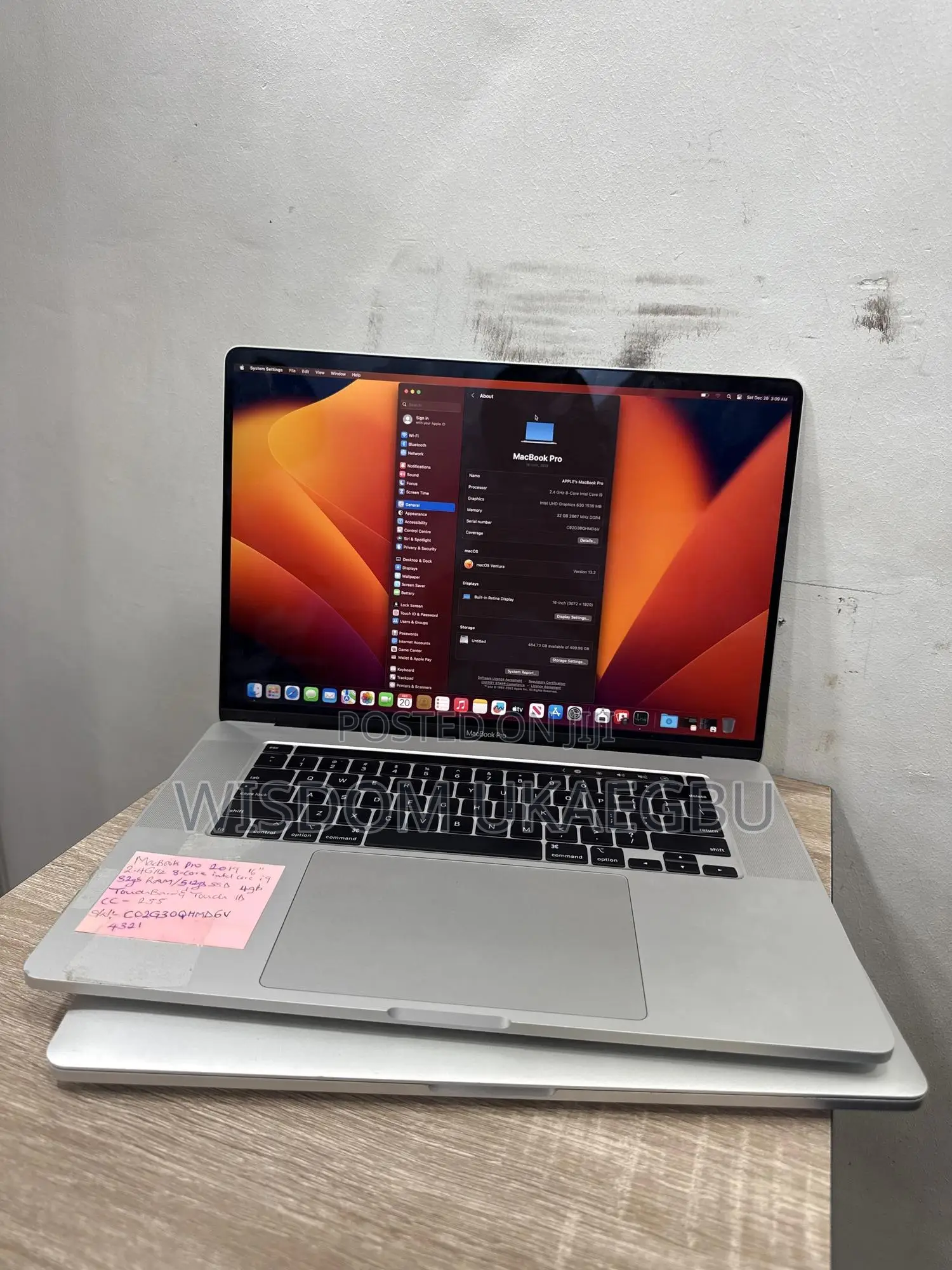 Laptop Apple MacBook Pro 2019 32GB Intel Core i9 SSD 512GB