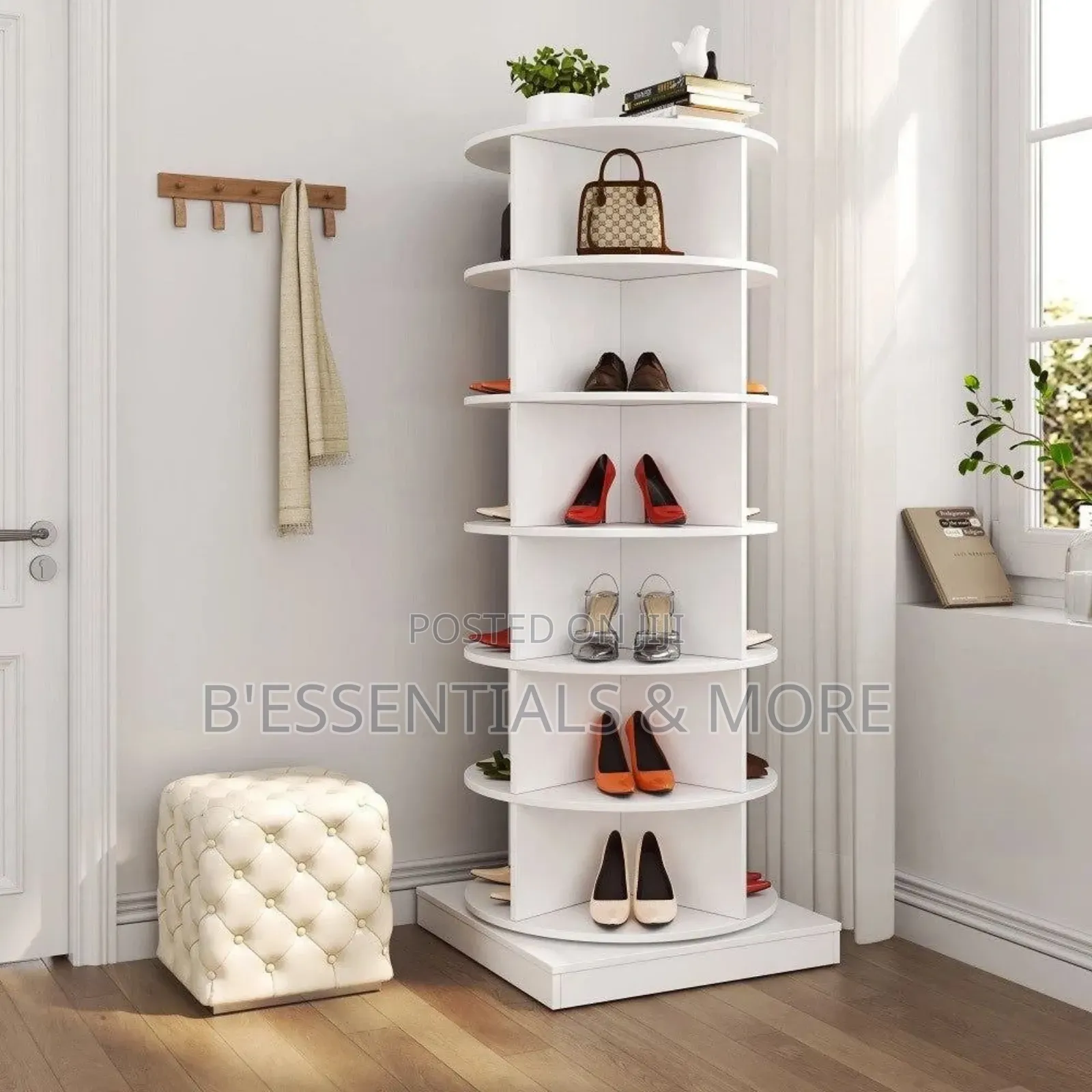 6 Tier 360° Rotating Shoe Rack- White