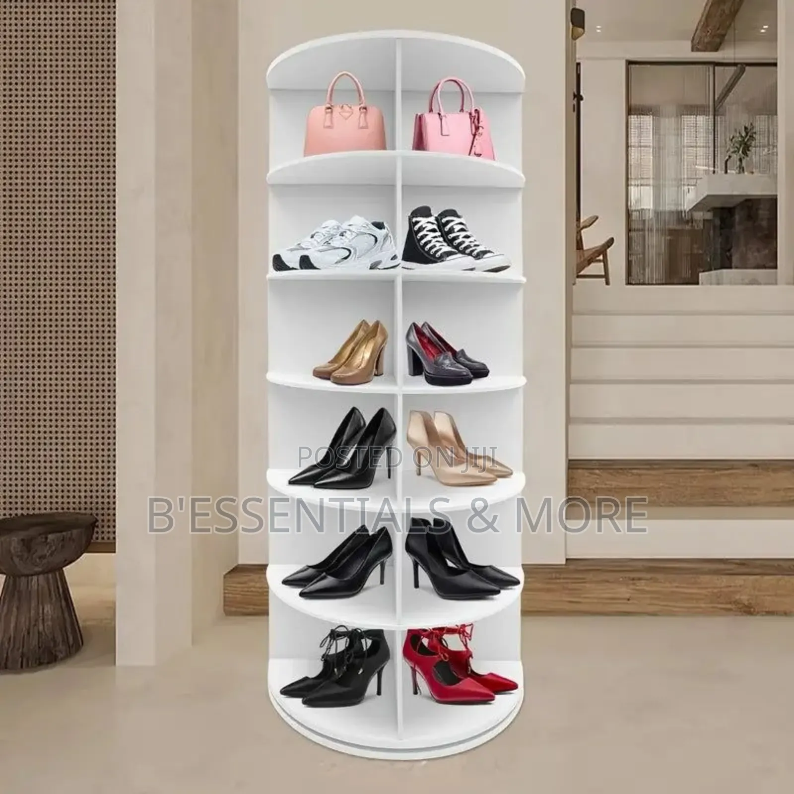 6 Tier 360° Rotating Shoe Rack- White