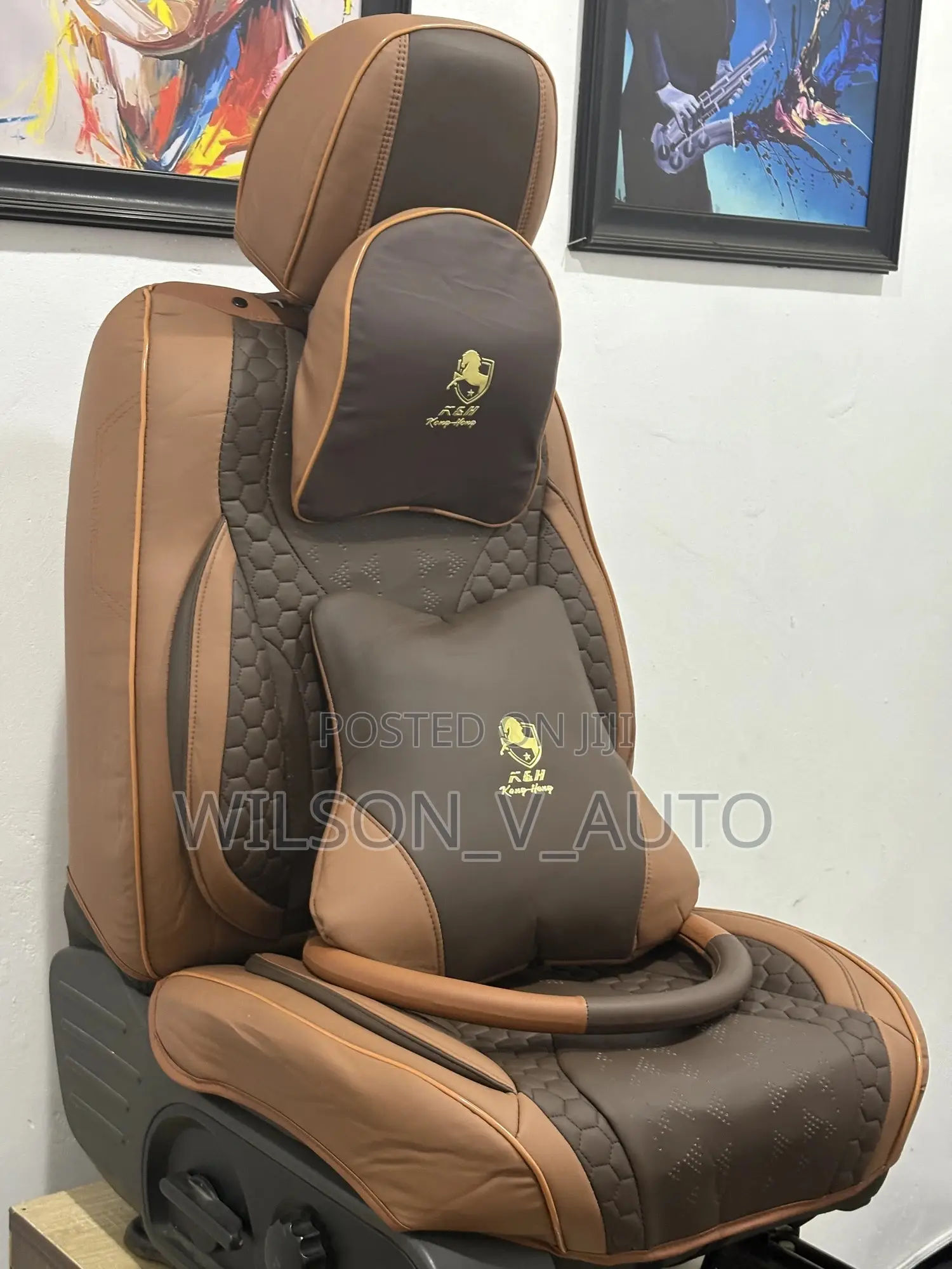 Original Brown/Black Horse Leather Car Seat Cover
