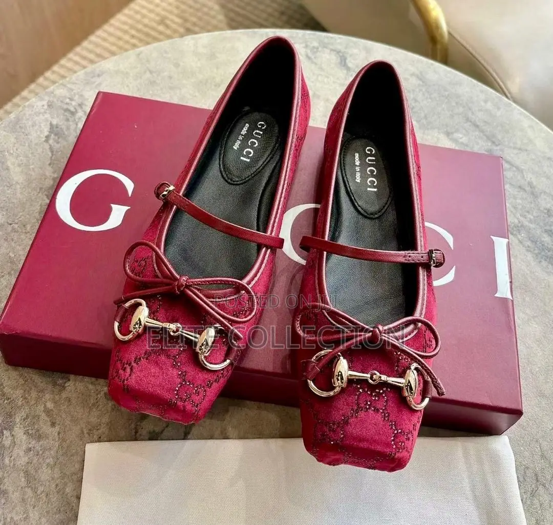 Luxury Gucci Ballerina Flat*Brown and Burgundy Fully Boxed Size:37-42