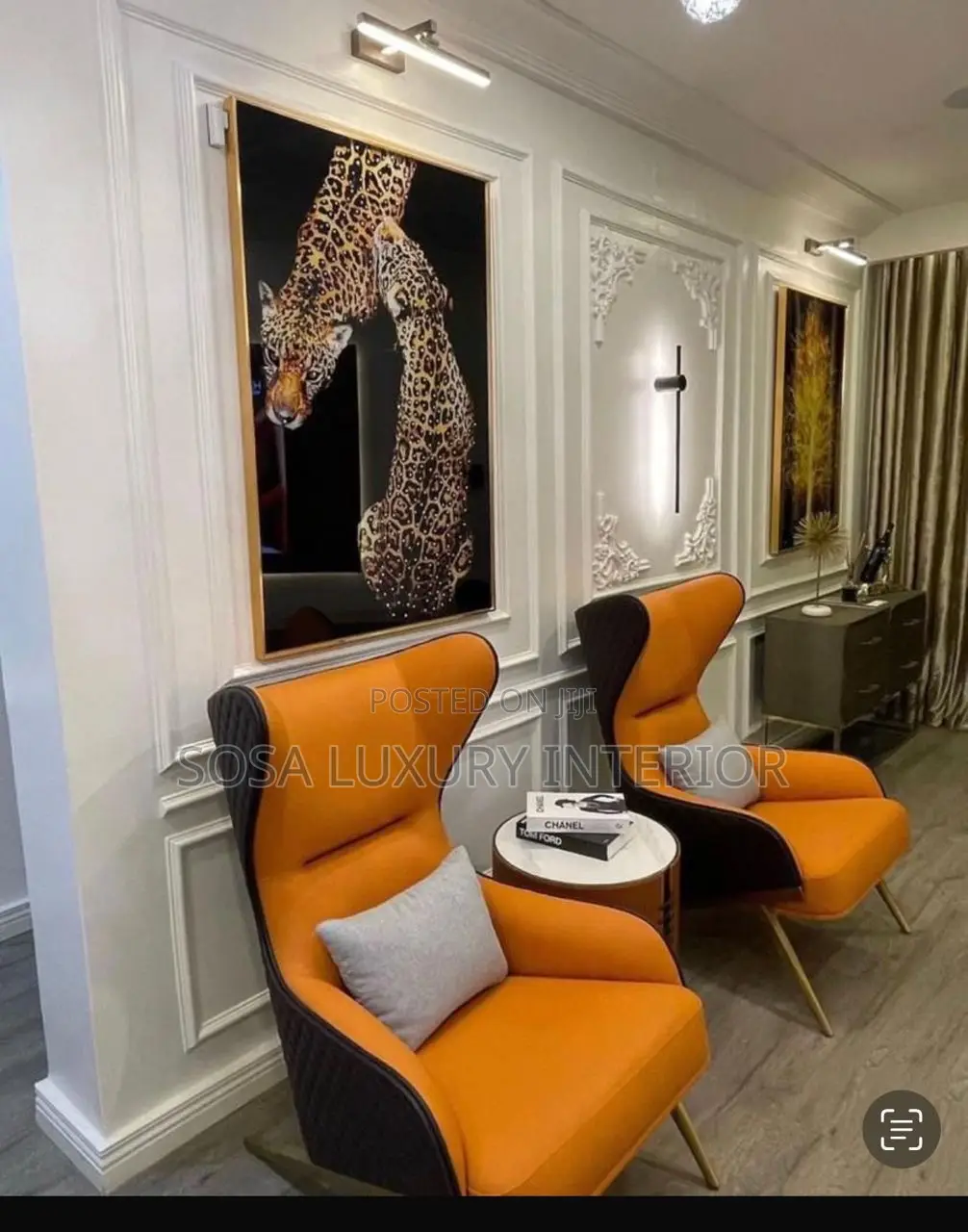 Brand New Orange Wingback Armchairs