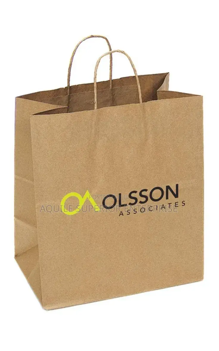 A4 Brown Medium Craft Paper Bag With Craft Handle, 2-colours Printing