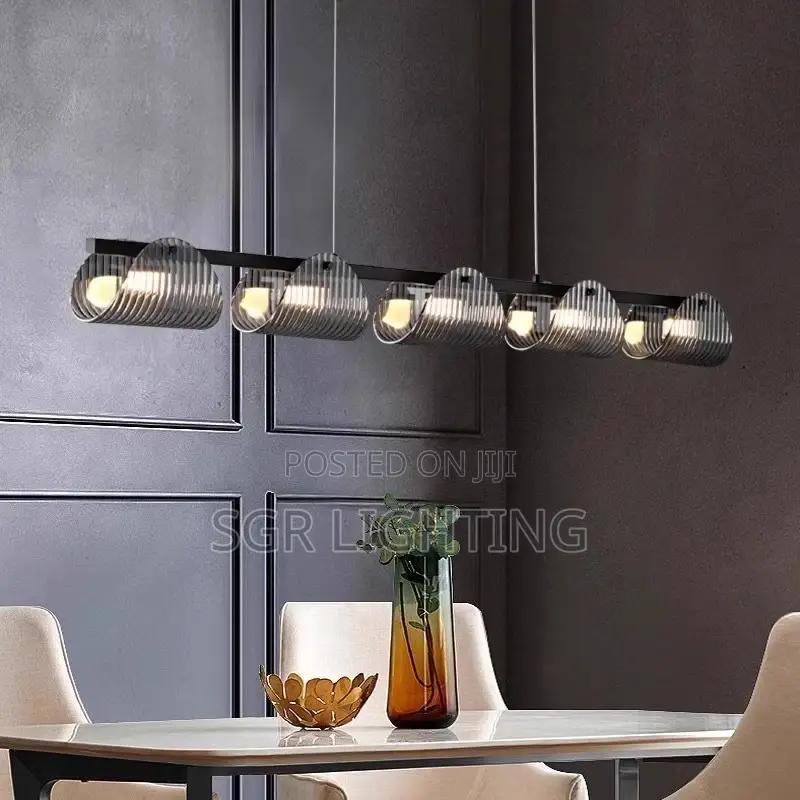 Black Italian Pendant Light, Round Glass Chandelier for Living Room