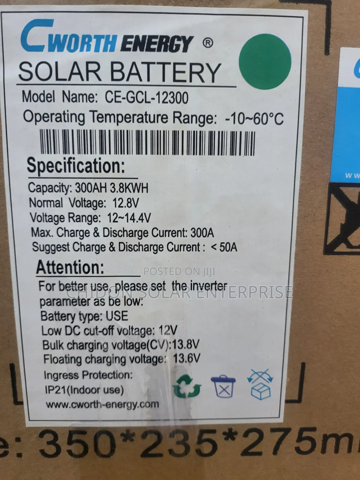 3.3kwh 12v Cworth Lithium Ion Batterie