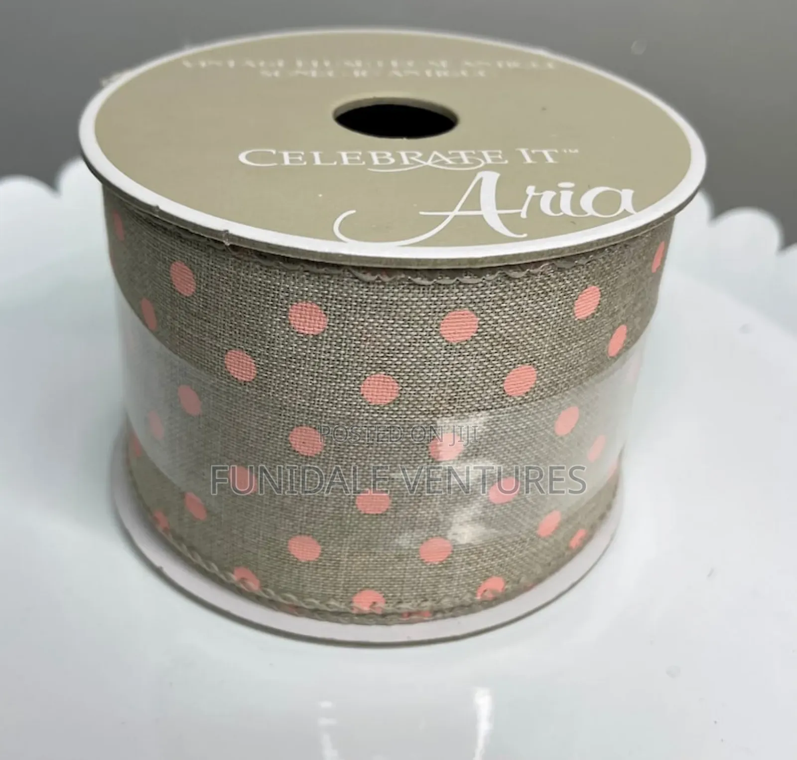 Vintage Blush Polka Dot Wired Ribbon