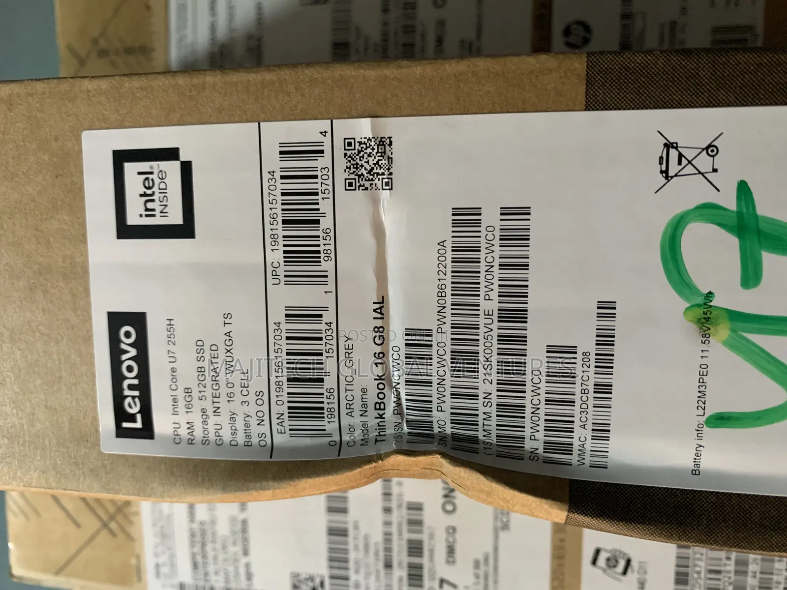 New Laptop Lenovo 16GB Intel Core Ultra 7 SSD 512GB