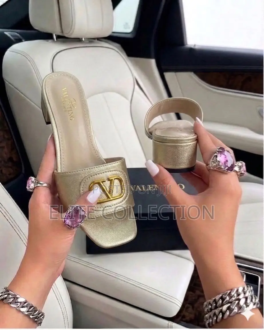 Valentino Low Heel Shoe 37-42 Brown White Gold With Box