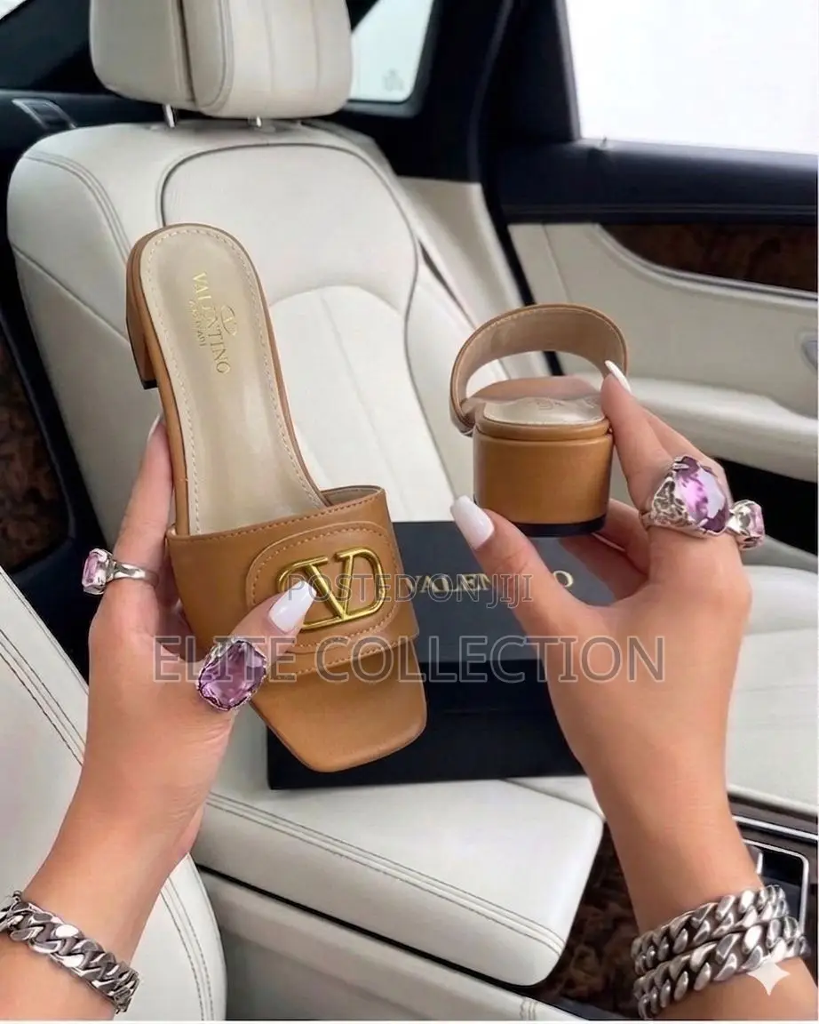 Valentino Low Heel Shoe 37-42 Brown White Gold With Box