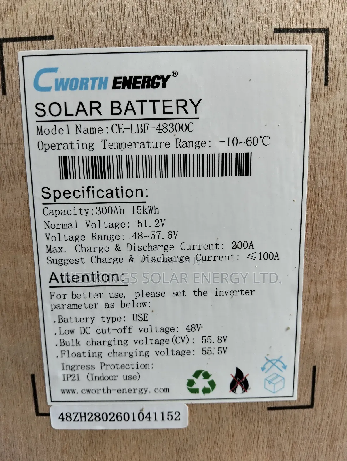 Cworth 15kwh Lithium Battery