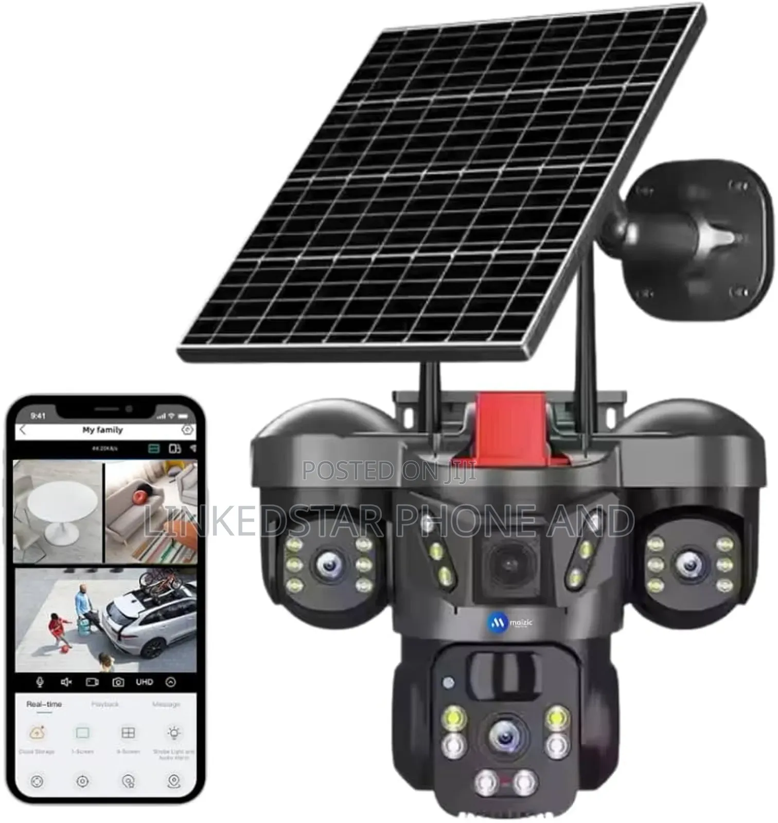 Triple Lens CCTV 9mp, 4g, - 2 Way Audio, Night Vision, Battery Solar