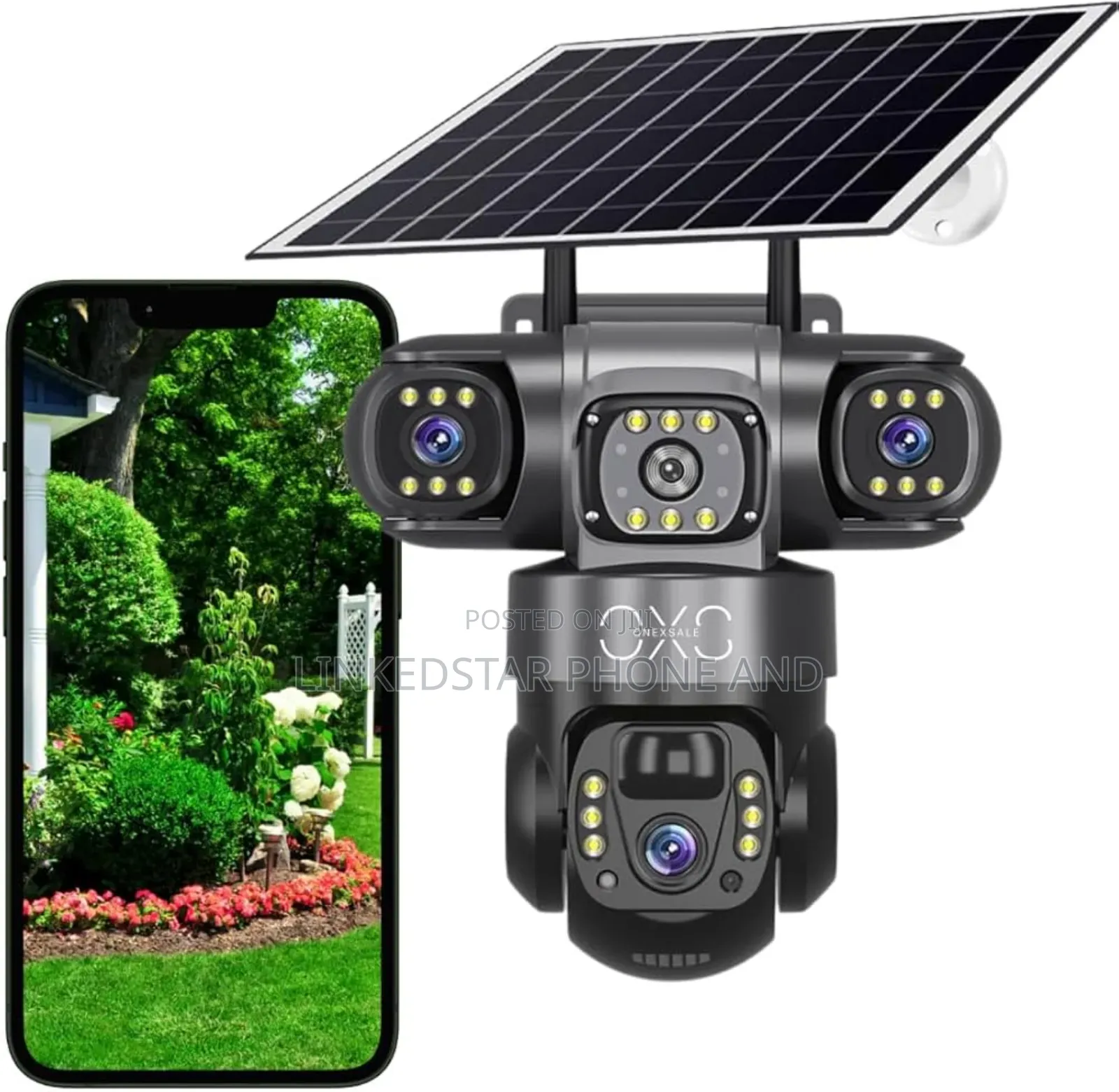 Triple Lens CCTV 9mp, 4g, - 2 Way Audio, Night Vision, Battery Solar
