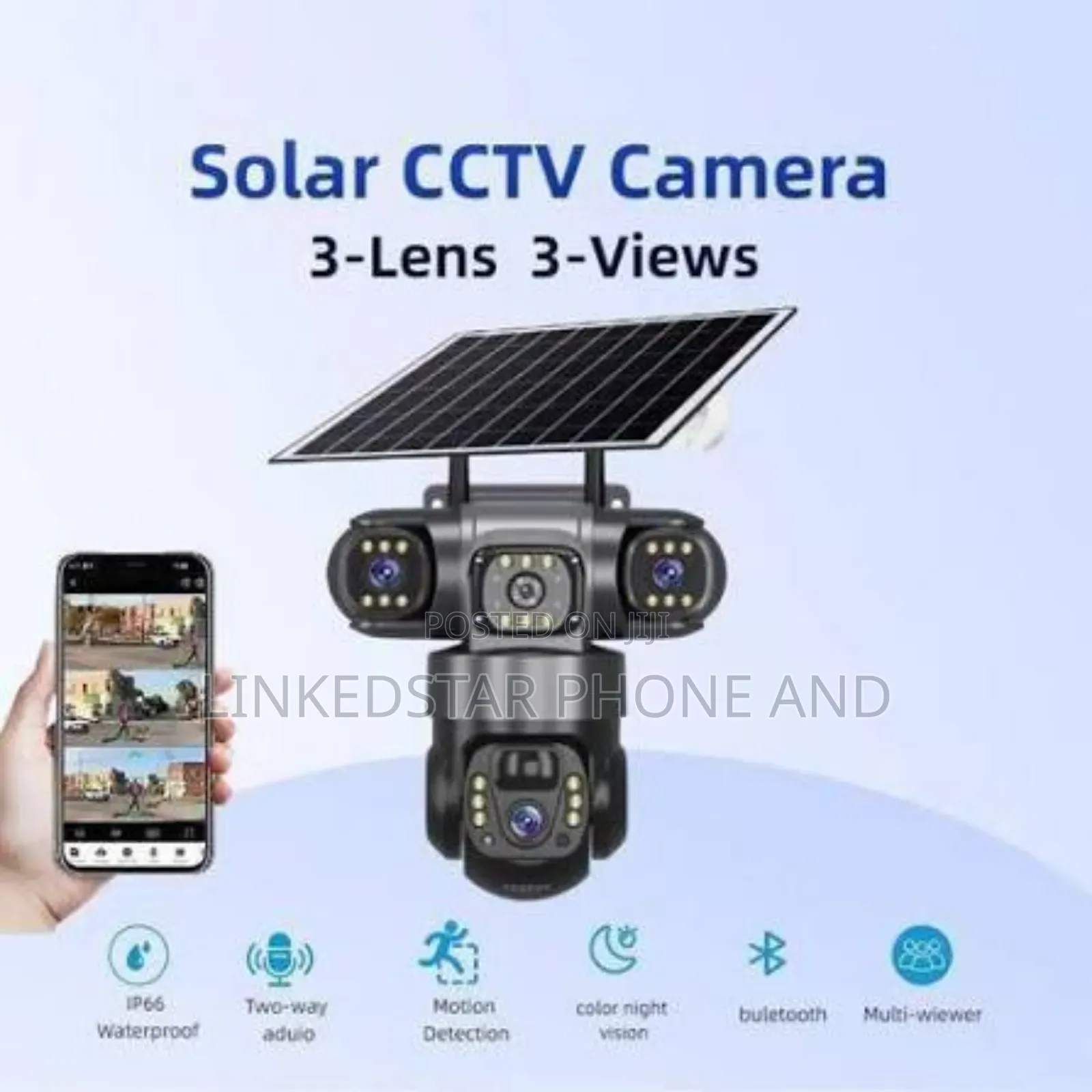 Triple Lens CCTV 9mp, 4g, - 2 Way Audio, Night Vision, Battery Solar