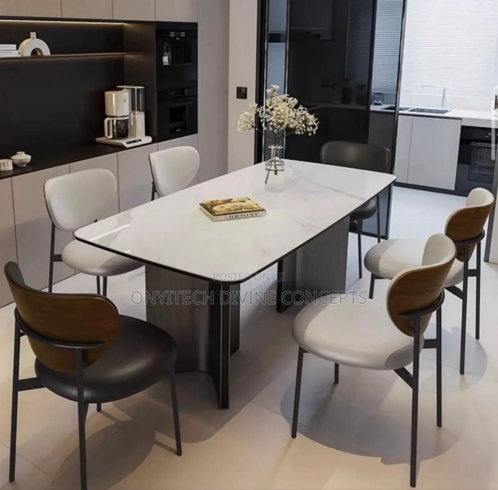 Luxury Marble Top Dining Set by 6 B30