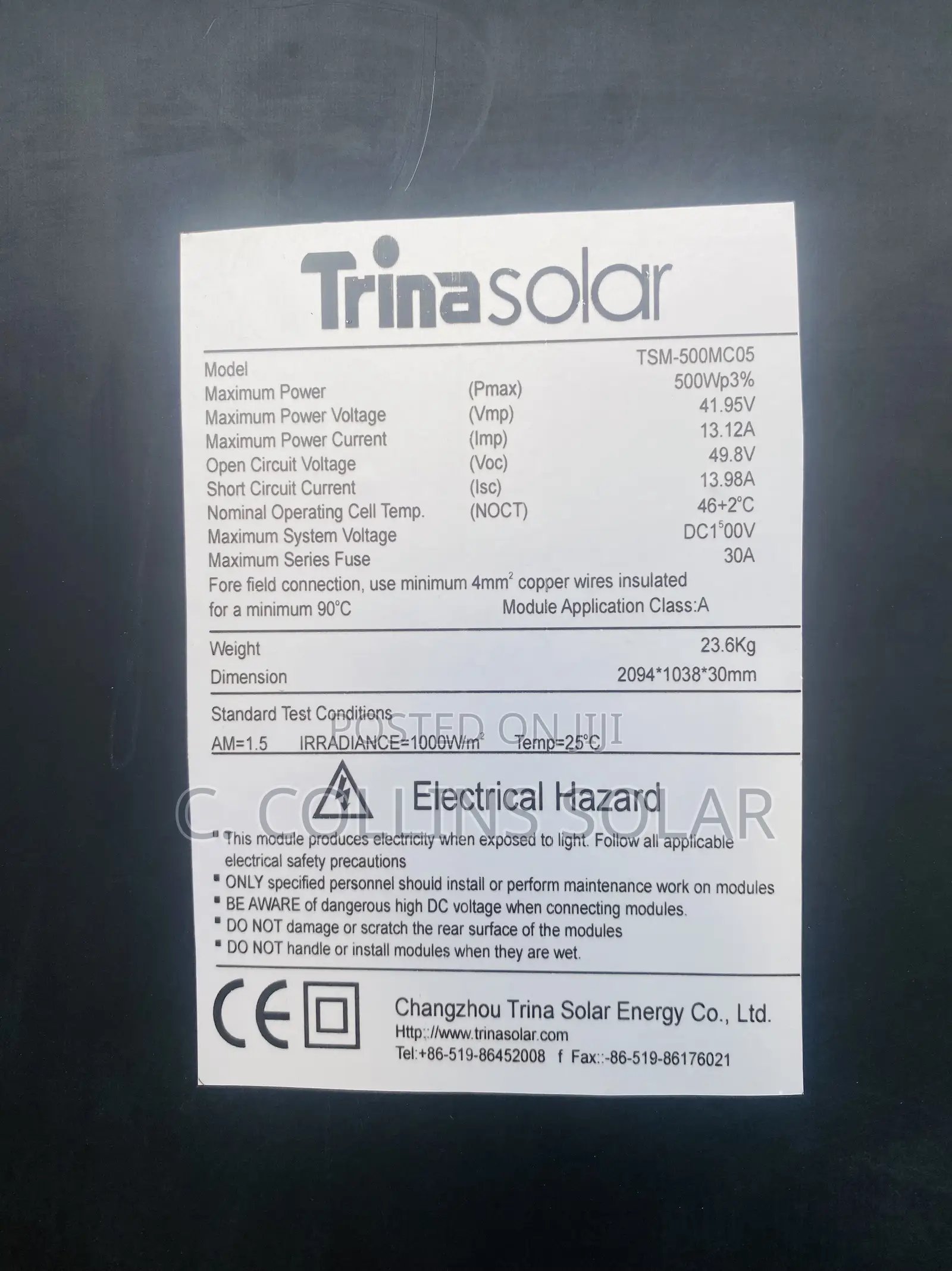 Trina All Black Solar Panel