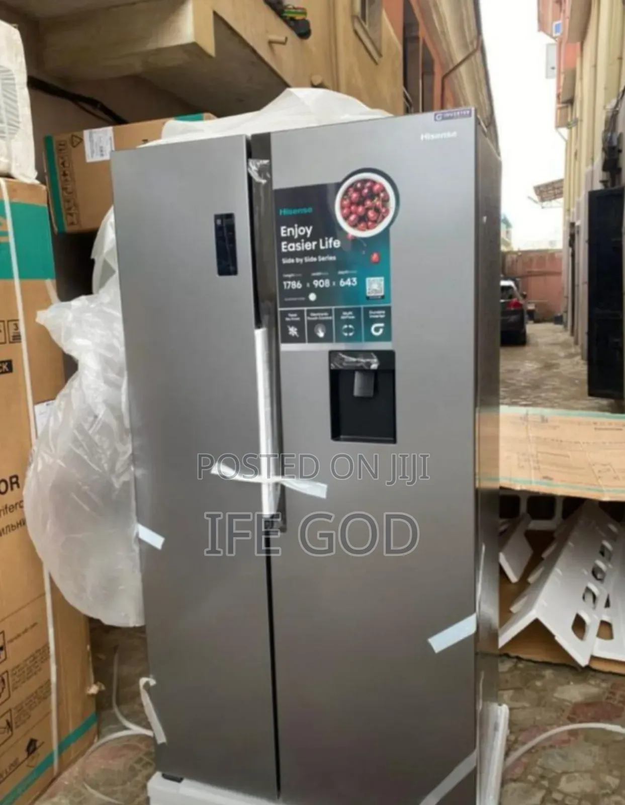 Original Hisense Side by Side Inverter Fridge Freezer With Dispenser