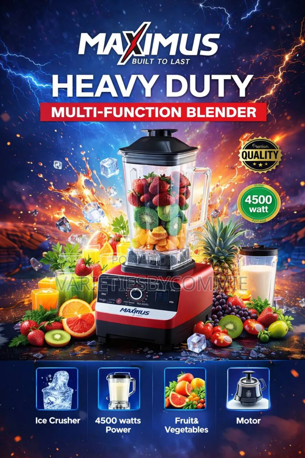 Maximus 4500w Quality 2in1 Multifunctional Blender (2.5l)