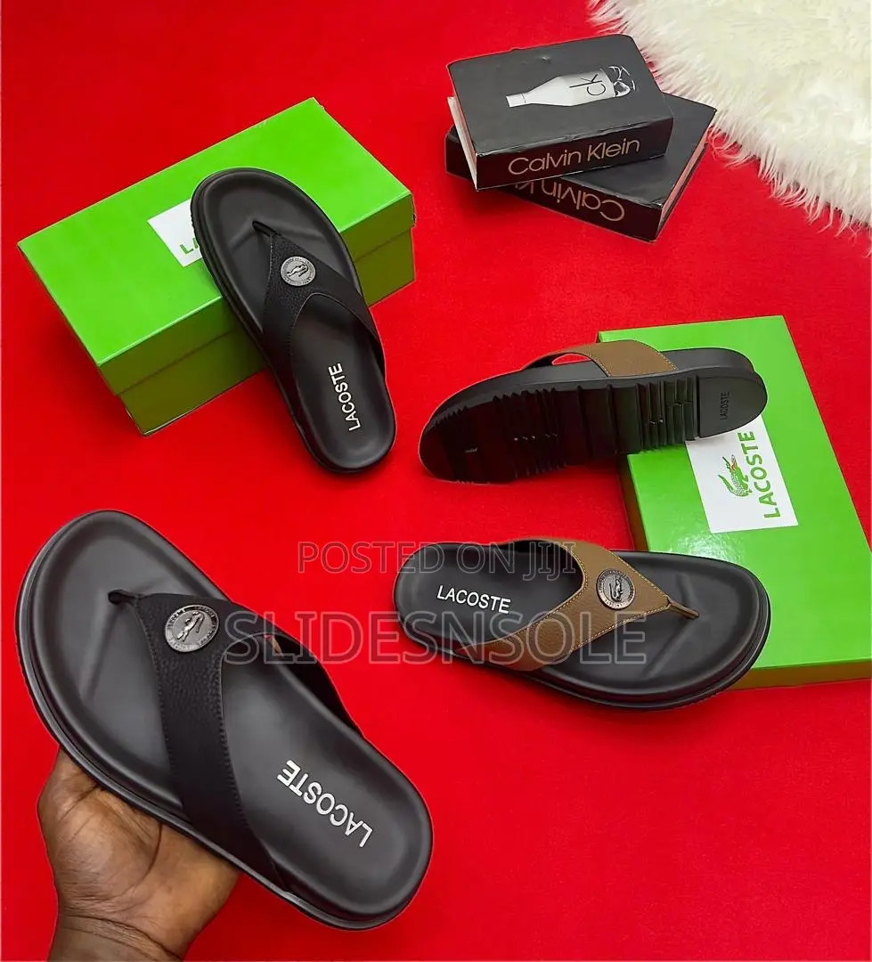 Lacoste Premium Leather-Strap Flip Flop