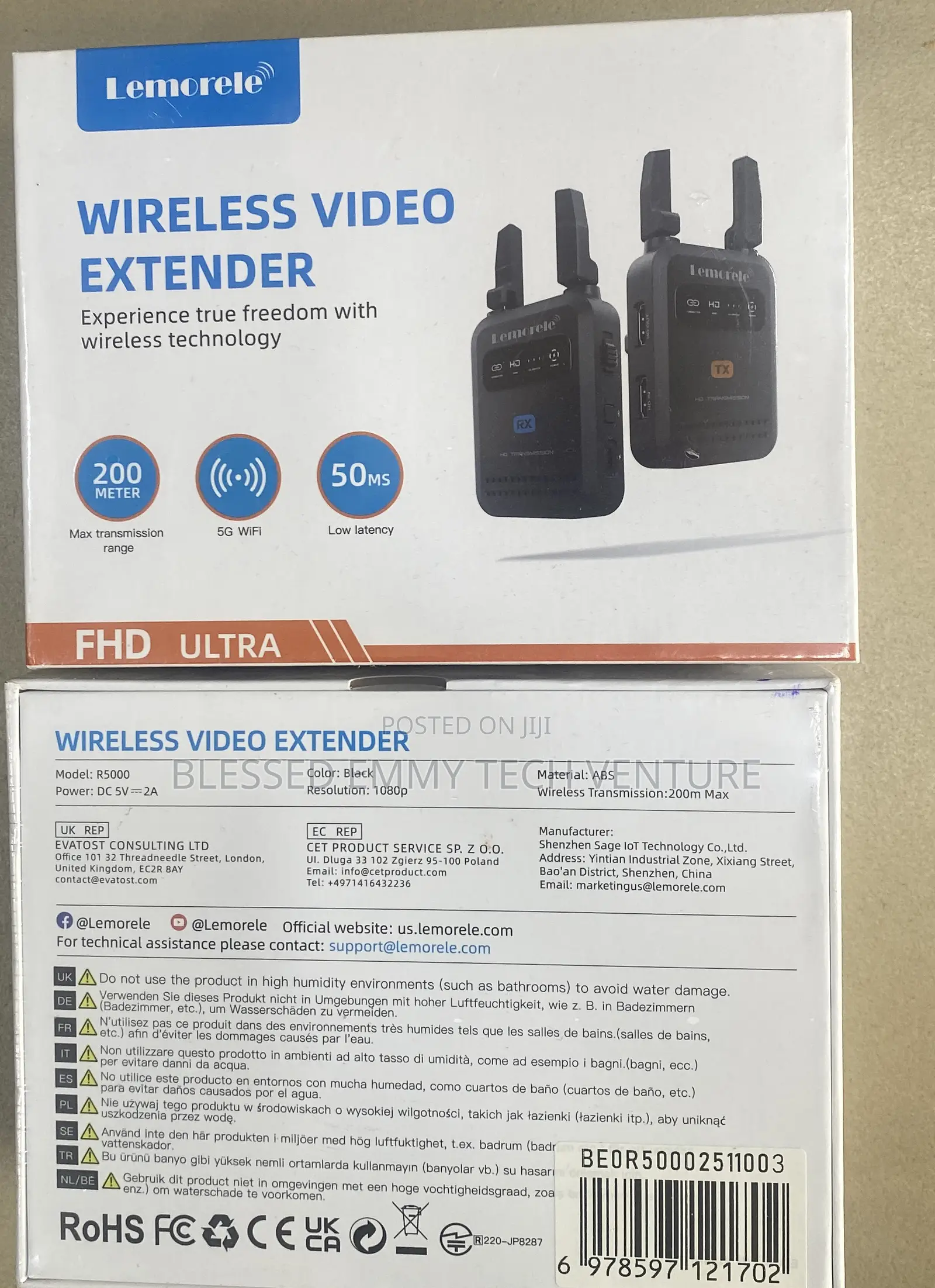 Lemorele Wireless Video Tx and Rx 1080p60hz Low Latency, 200m