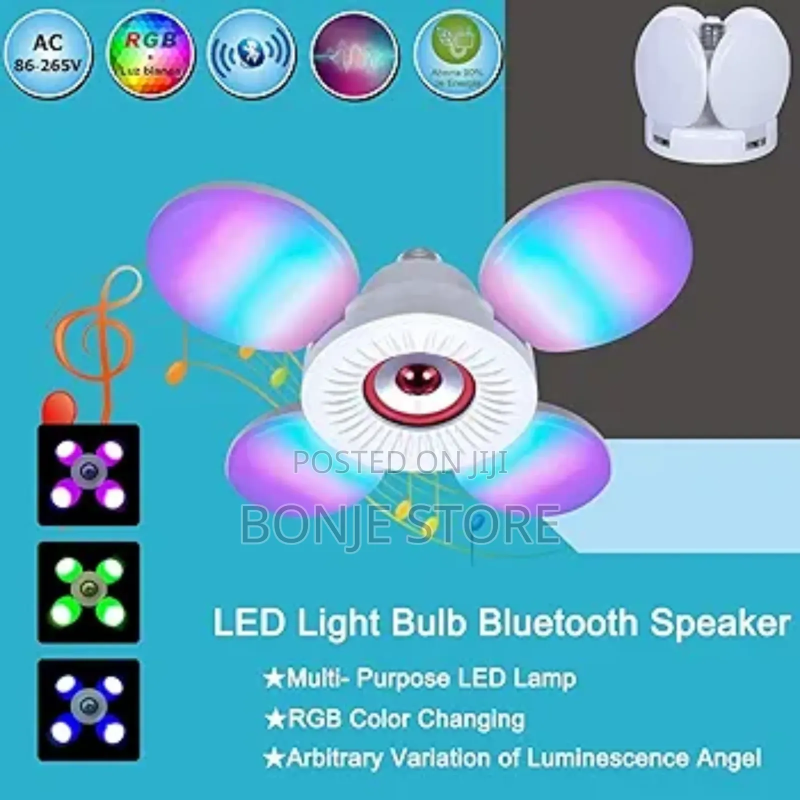 Wireless Speaker Light Bulb With Remote, 48w E26 Led Ceiling Rgb Light