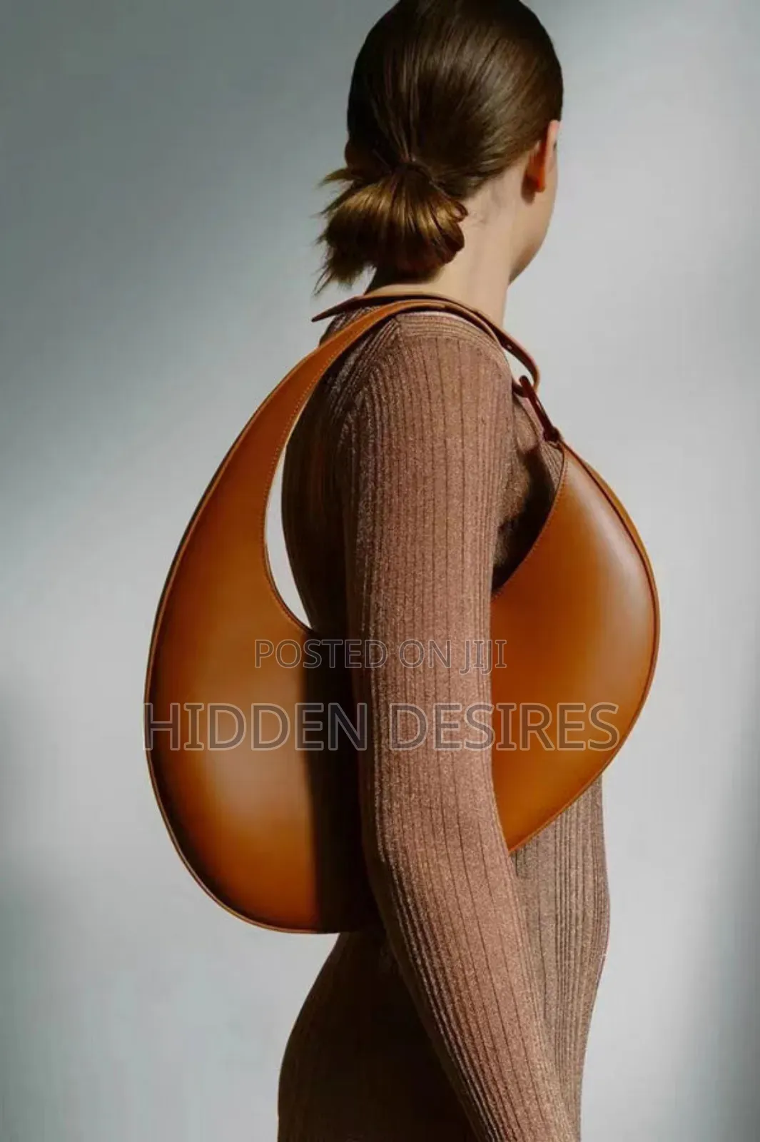 Tessa Cresent Shaped Handbag- Brown