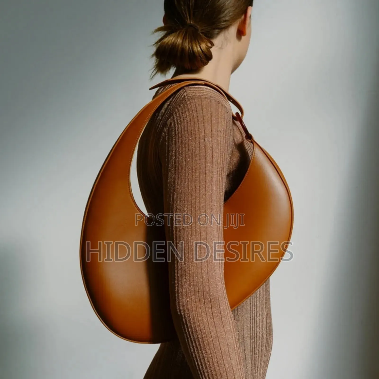 Tessa Cresent Shaped Handbag- Brown
