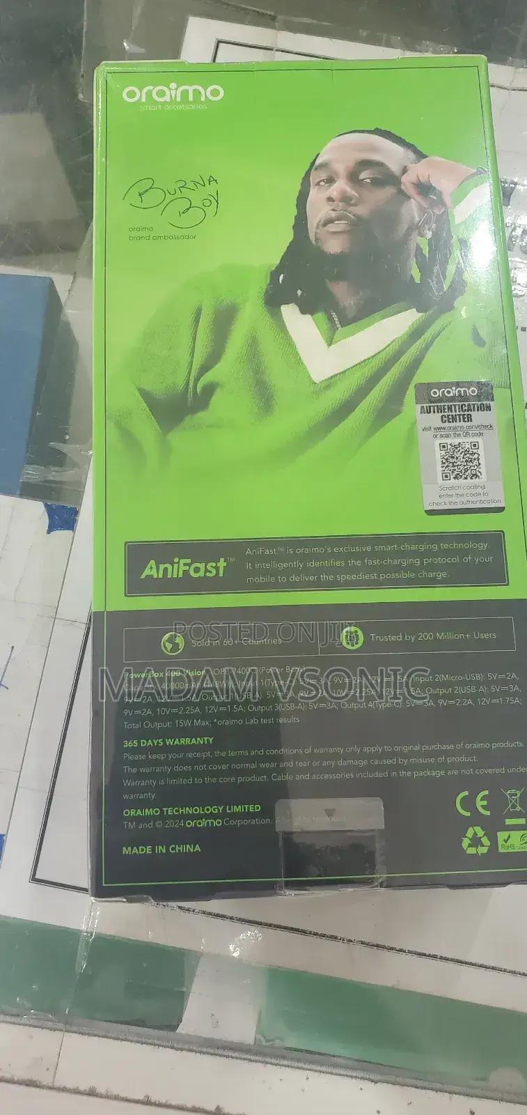 Oraimo 40,000mah Powerbank (Powerbox 400 Vision, Opb-7400q)