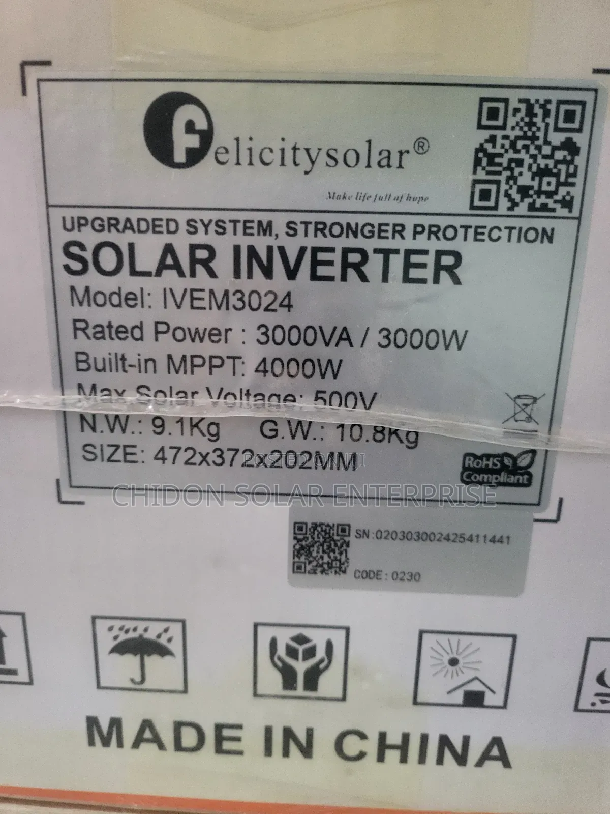 3kva 24volts Ivem Felicity Hybrid Inverter