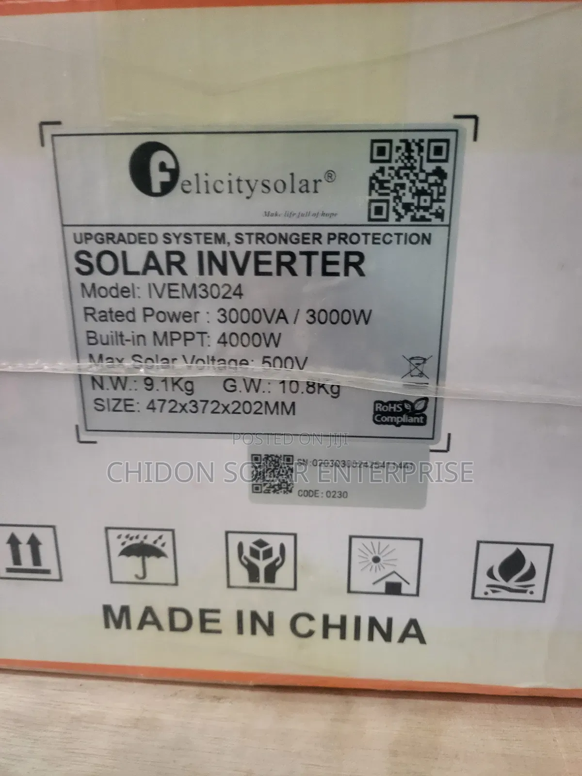 3kva 24volts Ivem Felicity Hybrid Inverter