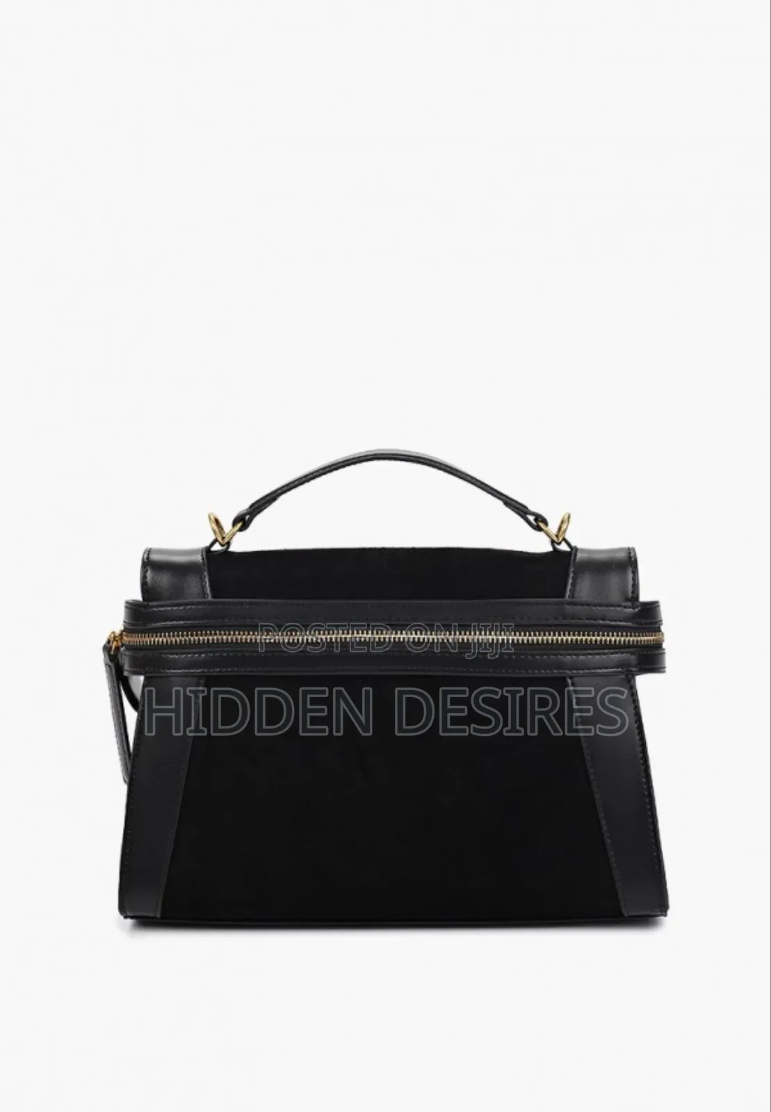 Black Suede Satchel Handbag