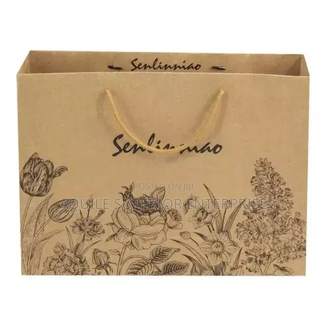 A4 Medium Brown Paper Bag Imported Handle, 110gsm, One Color Print