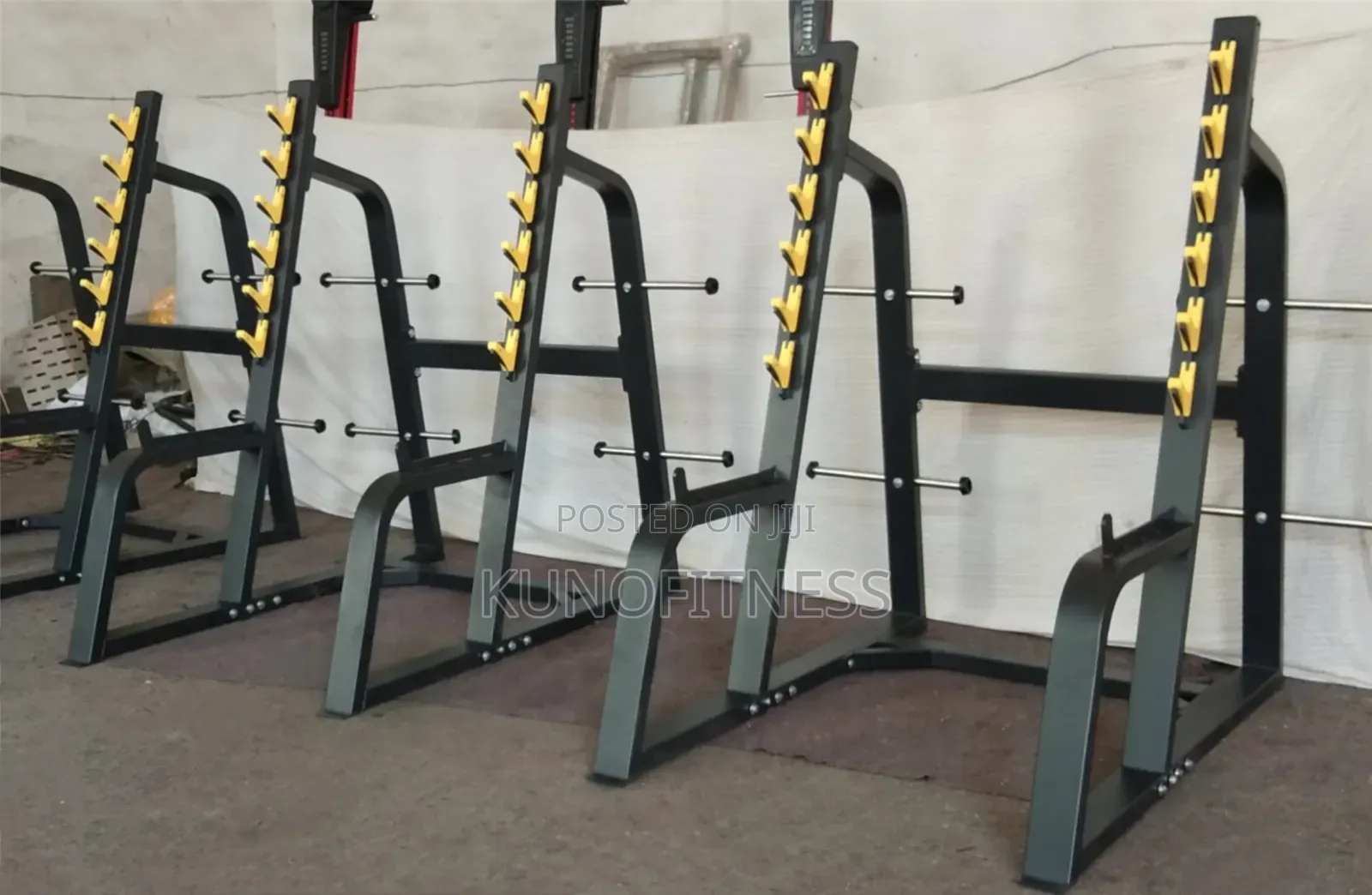 Commercial Olympic Squat Rack | Adjustable J-Hooks | Weight Storage