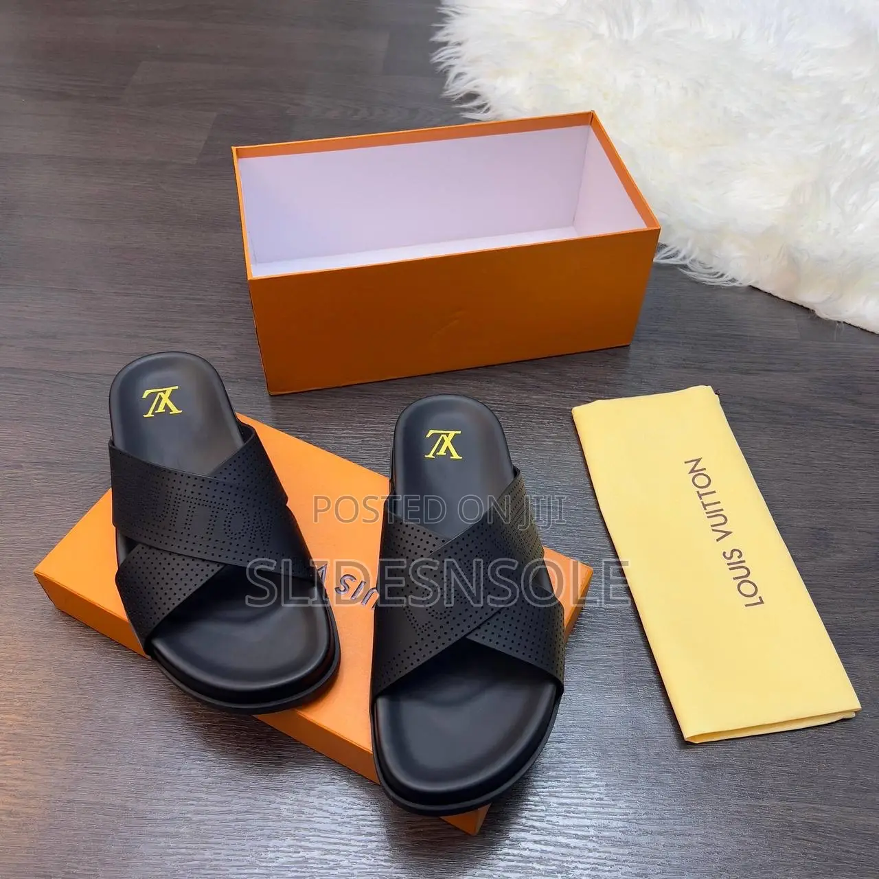 Louis Vuitton Waterfront Perforated Cross Slides