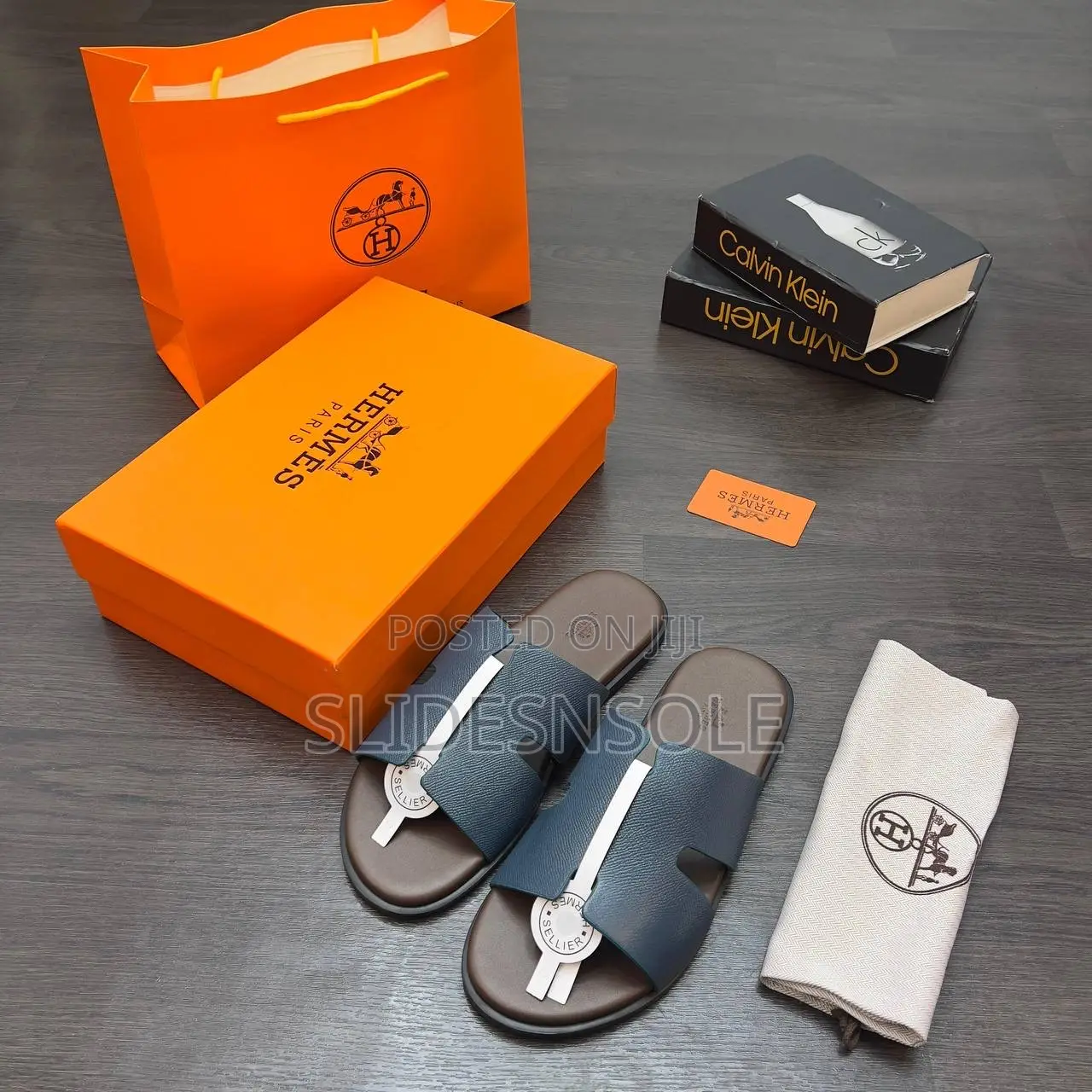 Hermès Chypre Matte Grained Leather Sandals