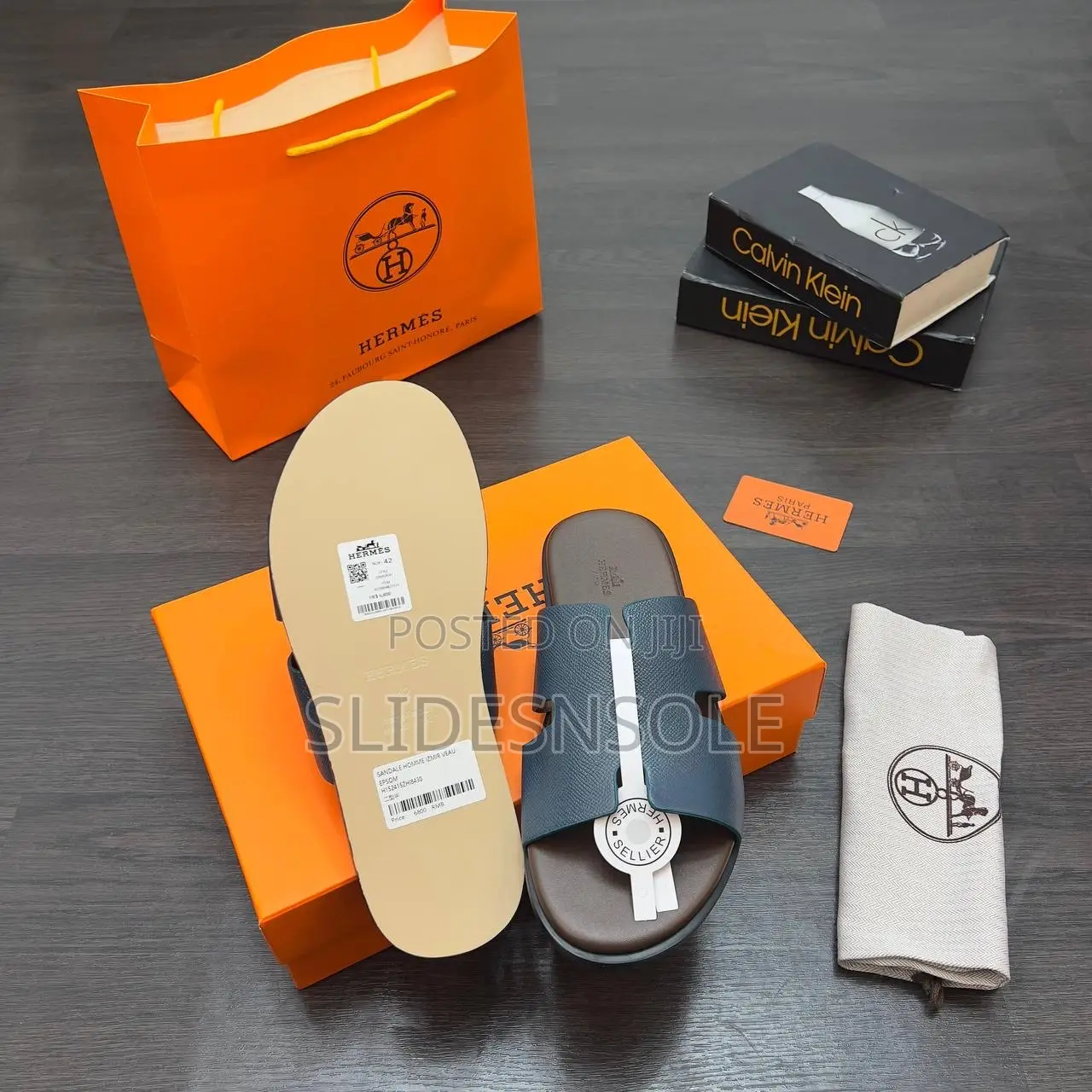 Hermès Chypre Matte Grained Leather Sandals