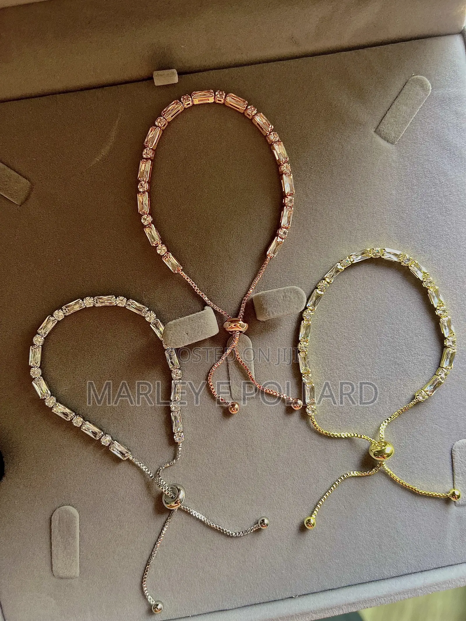 Baguettes Cz Tennis Rope Gold Silver Bronze Plated Bracelet