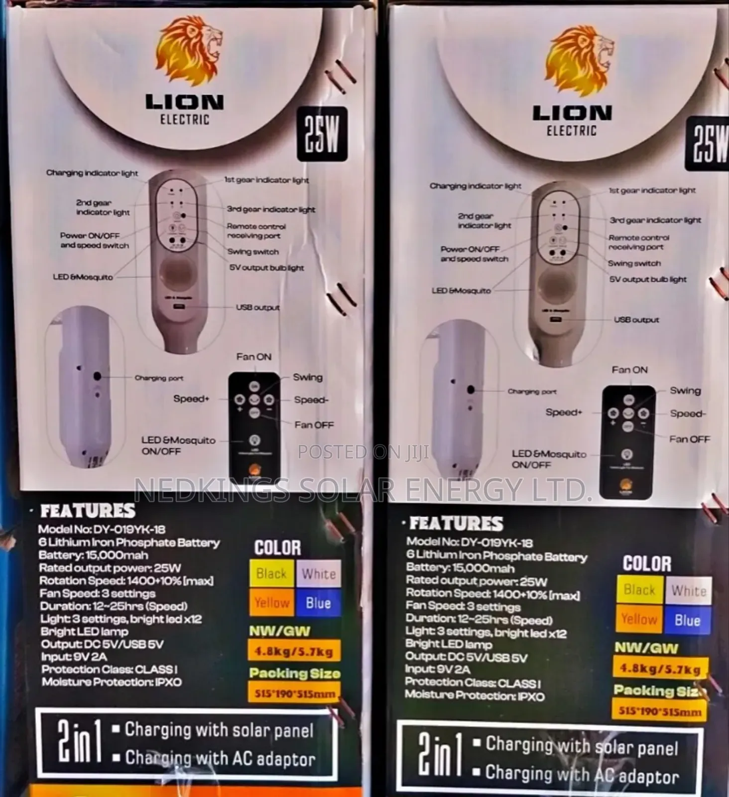 18 Inches Lion Solar/Rechargeable Fan