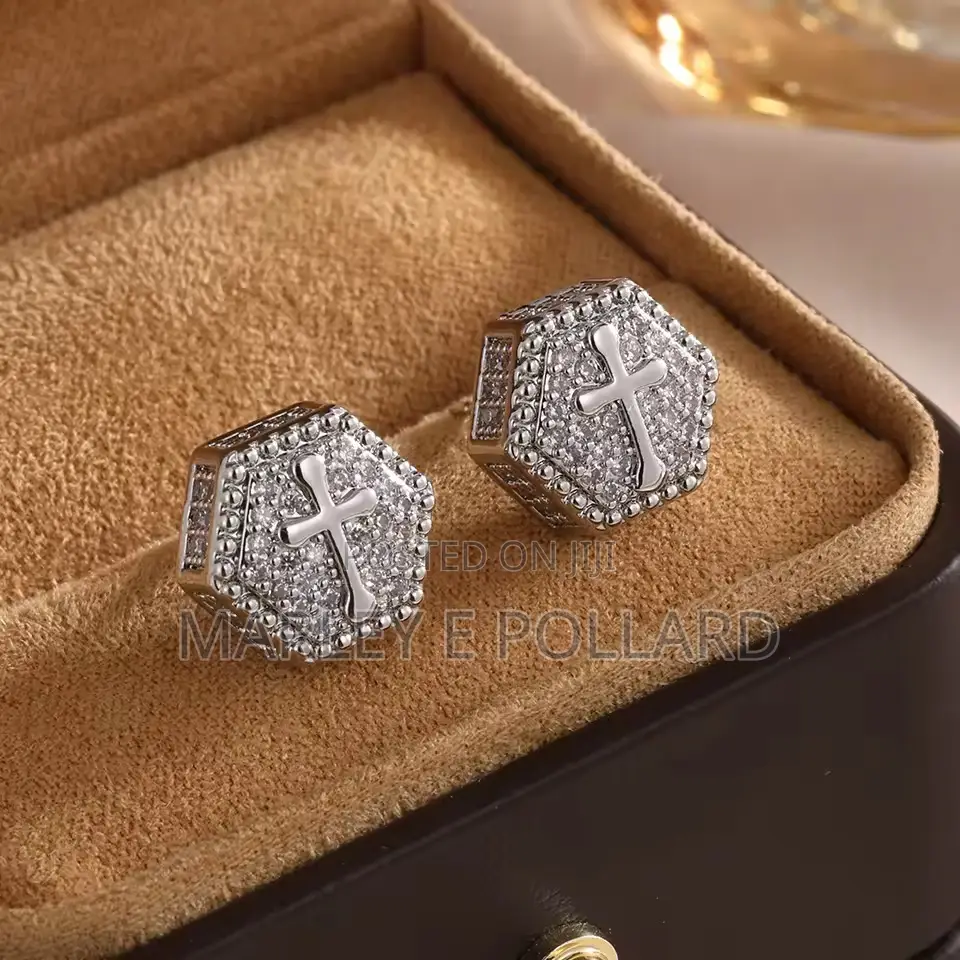 Quality Cross Platinum Plated Gold Silver Studs Earring Cz Earring