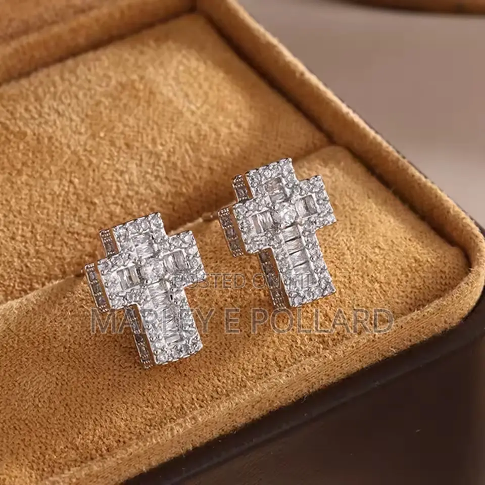 Carbon Diamond Cross Unisex Fashion Earrings