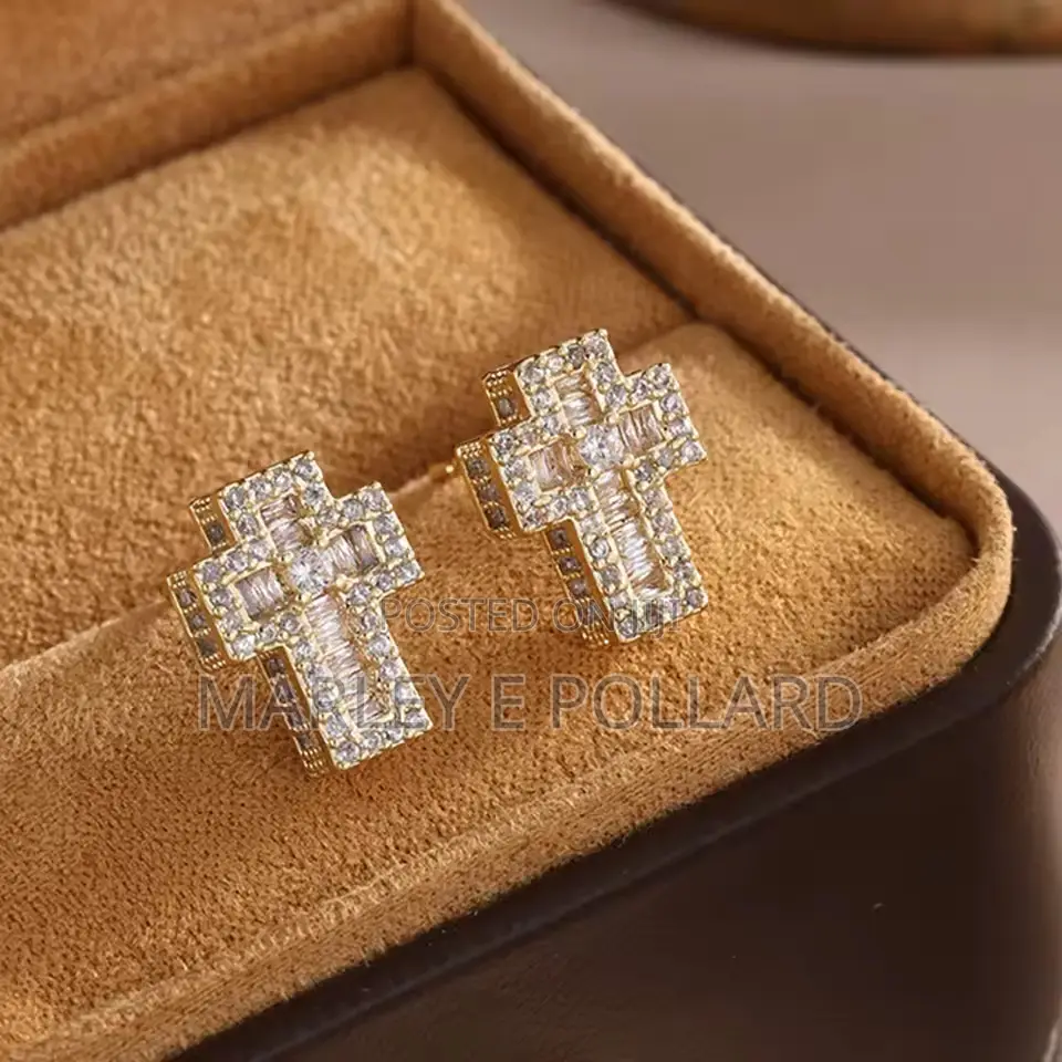 Carbon Diamond Cross Unisex Fashion Earrings