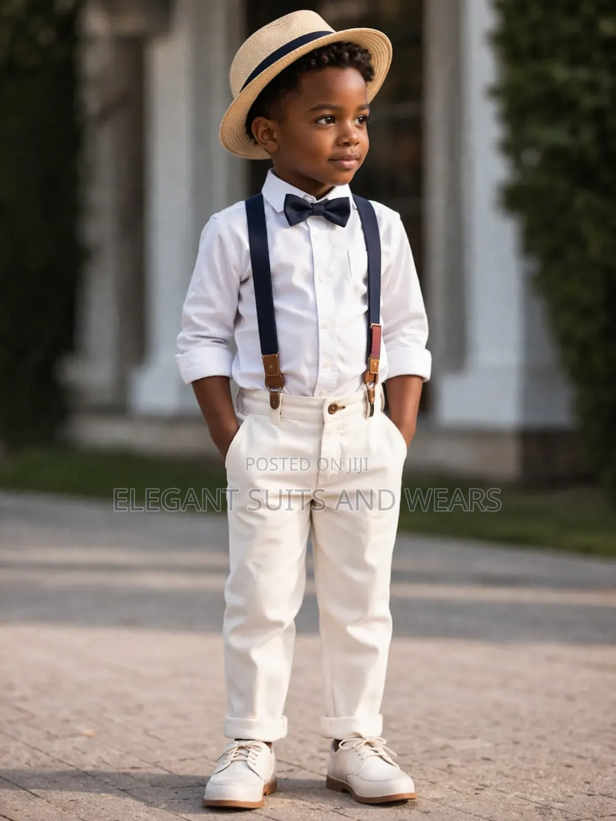 Vintage Straw Short Brim Fedora Hat For Kids