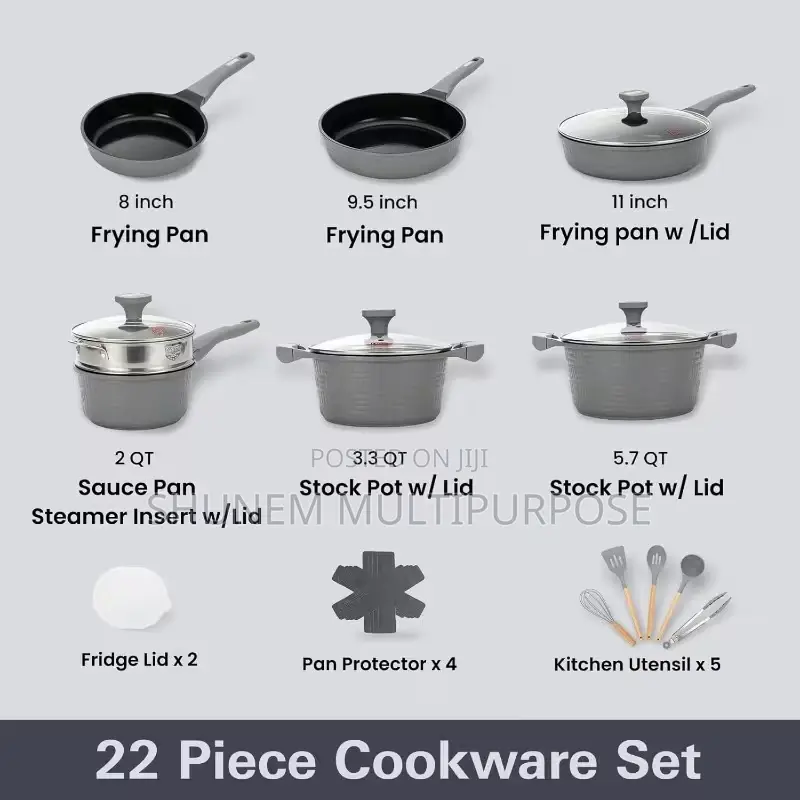 Ucclife 22pcs Pots and Pans Set Non Stick Induction Cookware Set