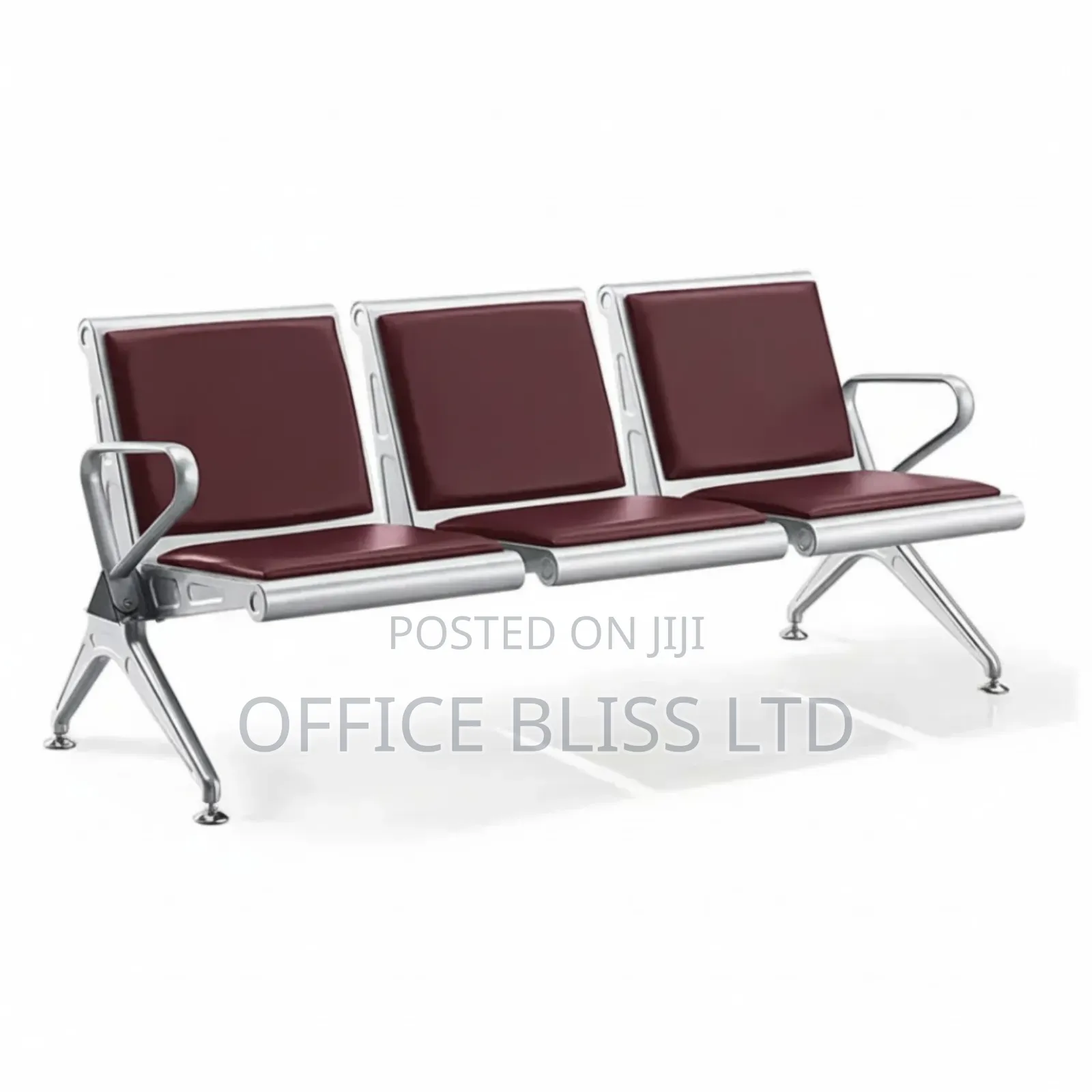 Heavy-Duty Reception Waiting 3 in 1 Visitors Chair - Wine Red
