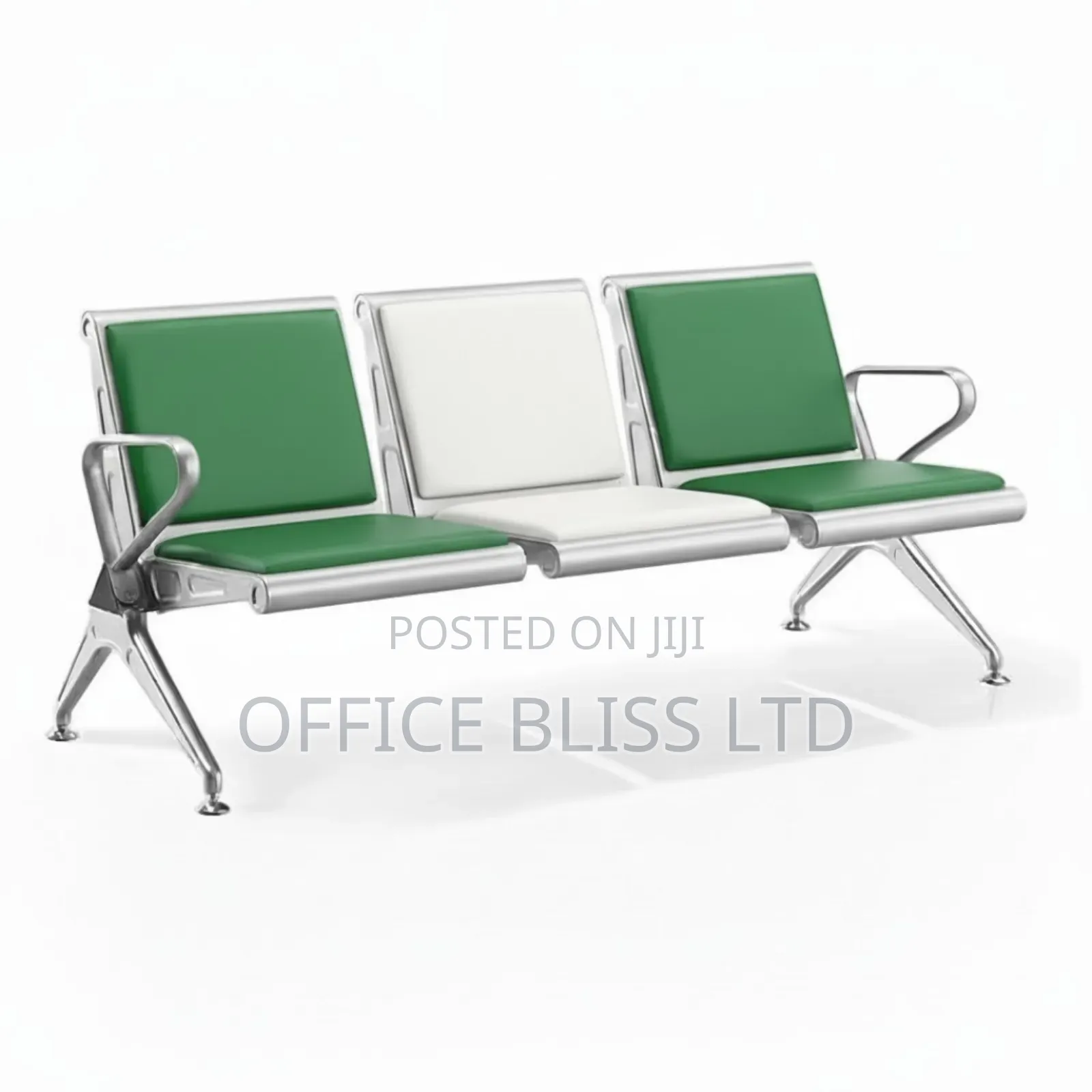 Heavy-Duty 3 Seater Reception Chair ( Green/ White/ Green)