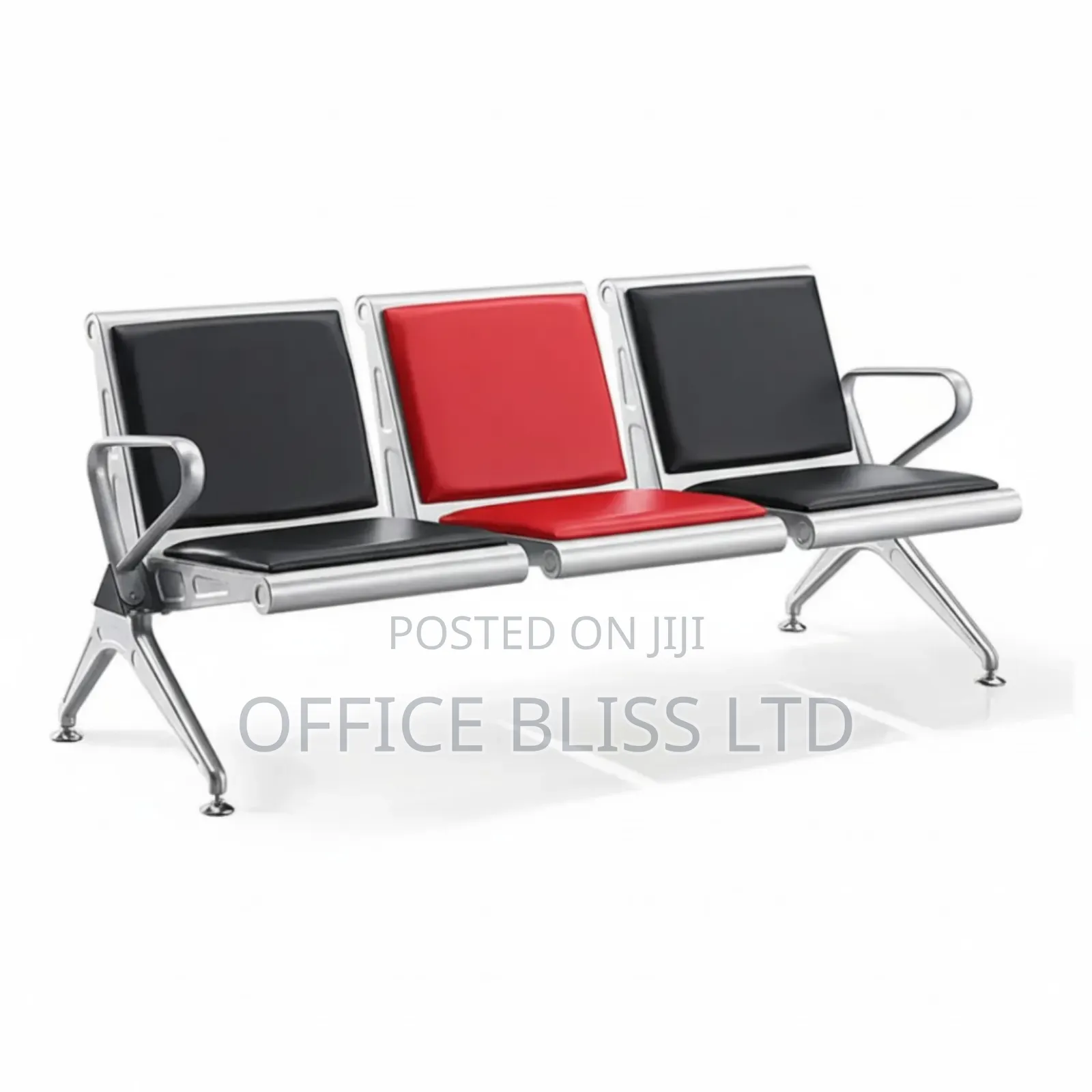 Heavy-Duty Reception Waiting Room Chair ( Black/Red)